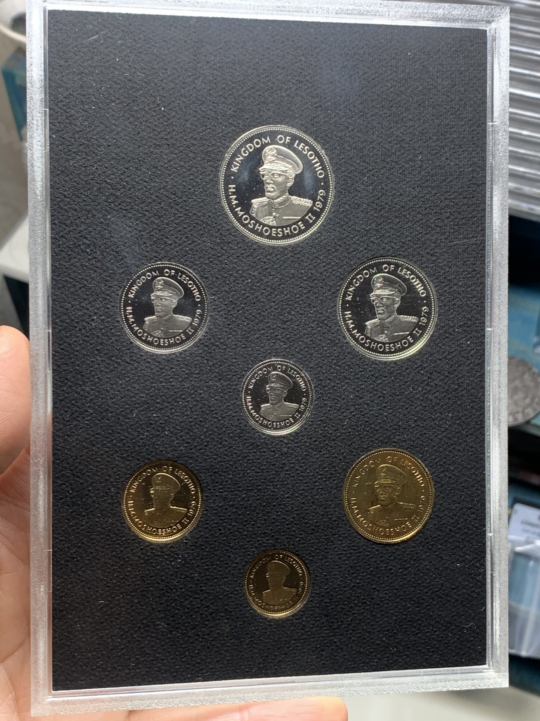 《竞宝斋》微拍-第32场-周日（全场顺丰包邮） 莱索托1979年精致纪念币 7枚封装