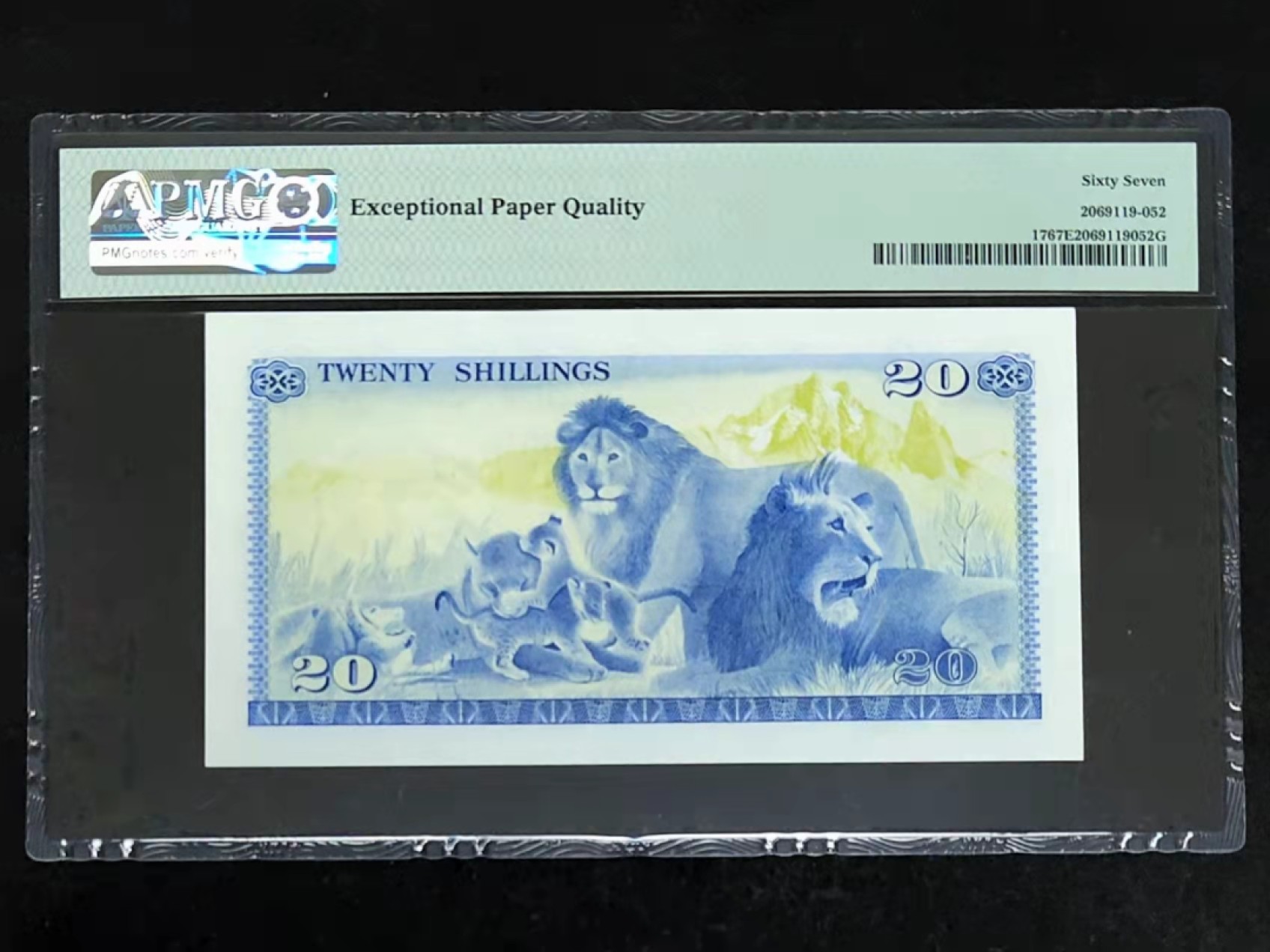 圣域骑士团 | 虎年新春上元节 专场 第二期（2022002期） 1978年 肯尼亚 20先令 PMG67分亚军分  P17 背图非洲狮子一家人