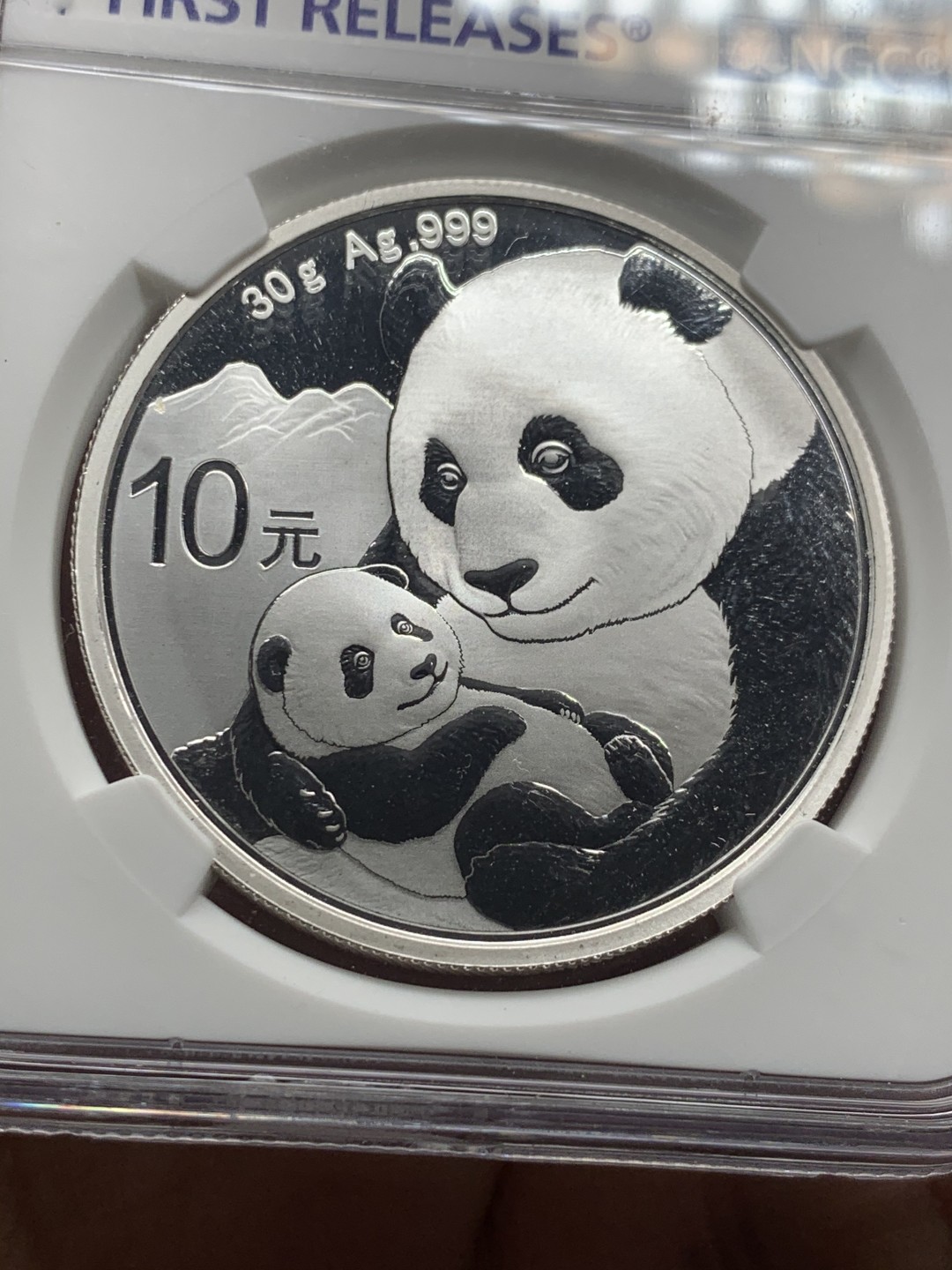 《竞宝斋》微拍-第32场-周日（全场顺丰包邮） NGC-MS70 中国  2019年 熊猫银币 10元 首期标签