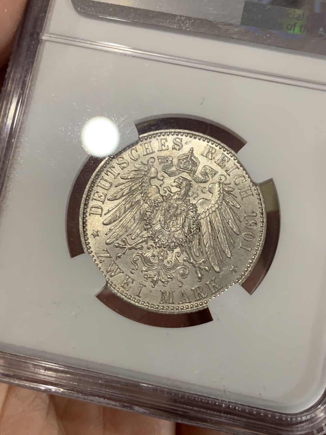 《竞宝斋》微拍-第32场-周日（全场顺丰包邮） NGC-MS62 德国普鲁士 1901年 200周年纪念 2马克 银币 原光好品