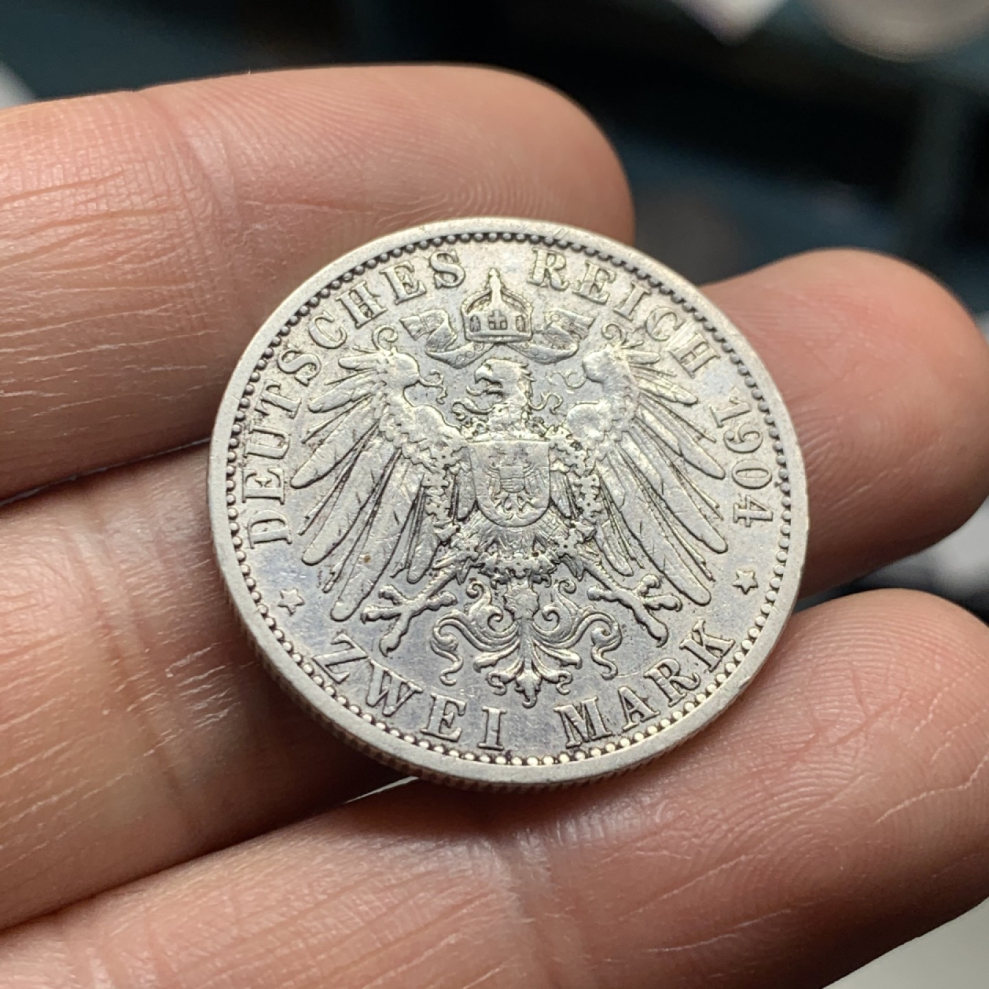 《竞宝斋》微拍-第32场-周日（全场顺丰包邮） 裸币 德国 1904年2马克  威廉II 银币