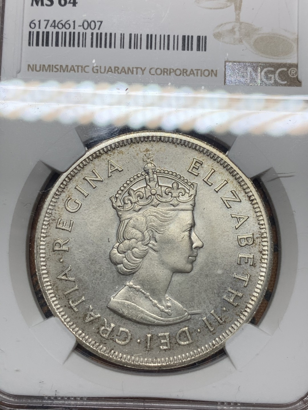 《竞宝斋》微拍-第32场-周日（全场顺丰包邮） NGC-MS64 百慕大 1959年 建立殖民地350周年纪念 1克朗 大银币 少见品种