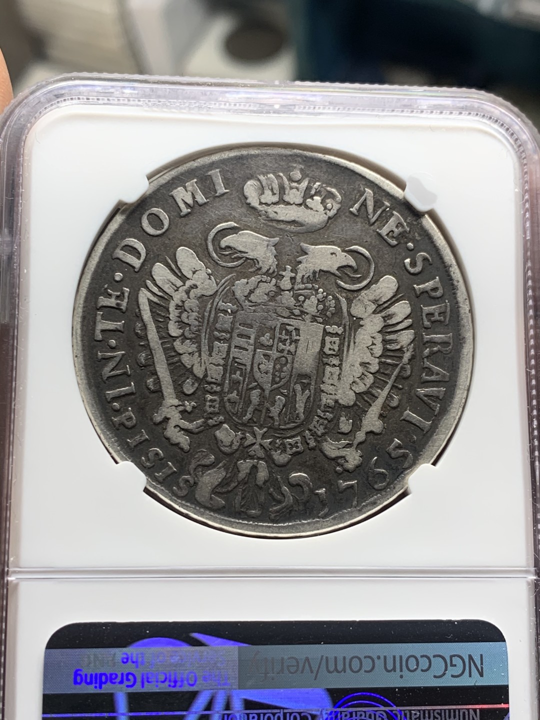 《竞宝斋》微拍-第32场-周日（全场顺丰包邮） 亚军 NGC-F12 意大利托斯卡纳 1765年 佛朗西斯科 10宝利 大银币 非常稀少版别