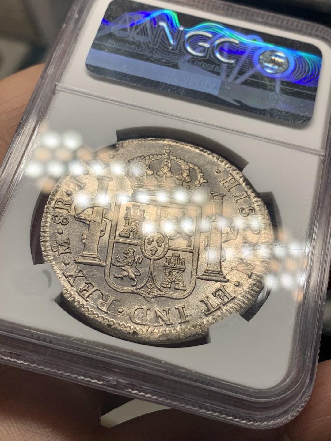 《竞宝斋》微拍-第32场-周日（全场顺丰包邮） NGC-AUD 墨西哥  卡洛斯四世 1805  8 里亚尔  原味 十分难得 性价比高