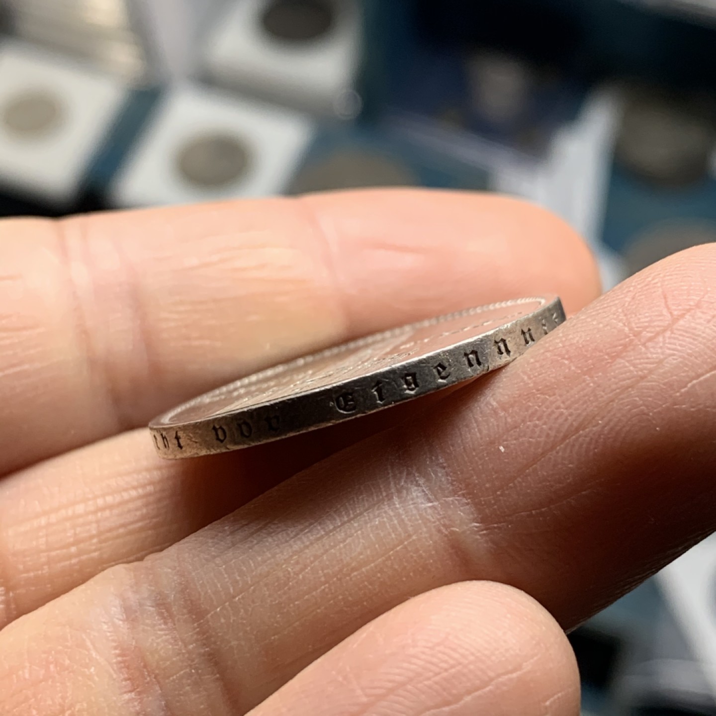 《竞宝斋》微拍-第32场-周日（全场顺丰包邮） 裸币 德国 1934年5马克  教堂有字版 银币