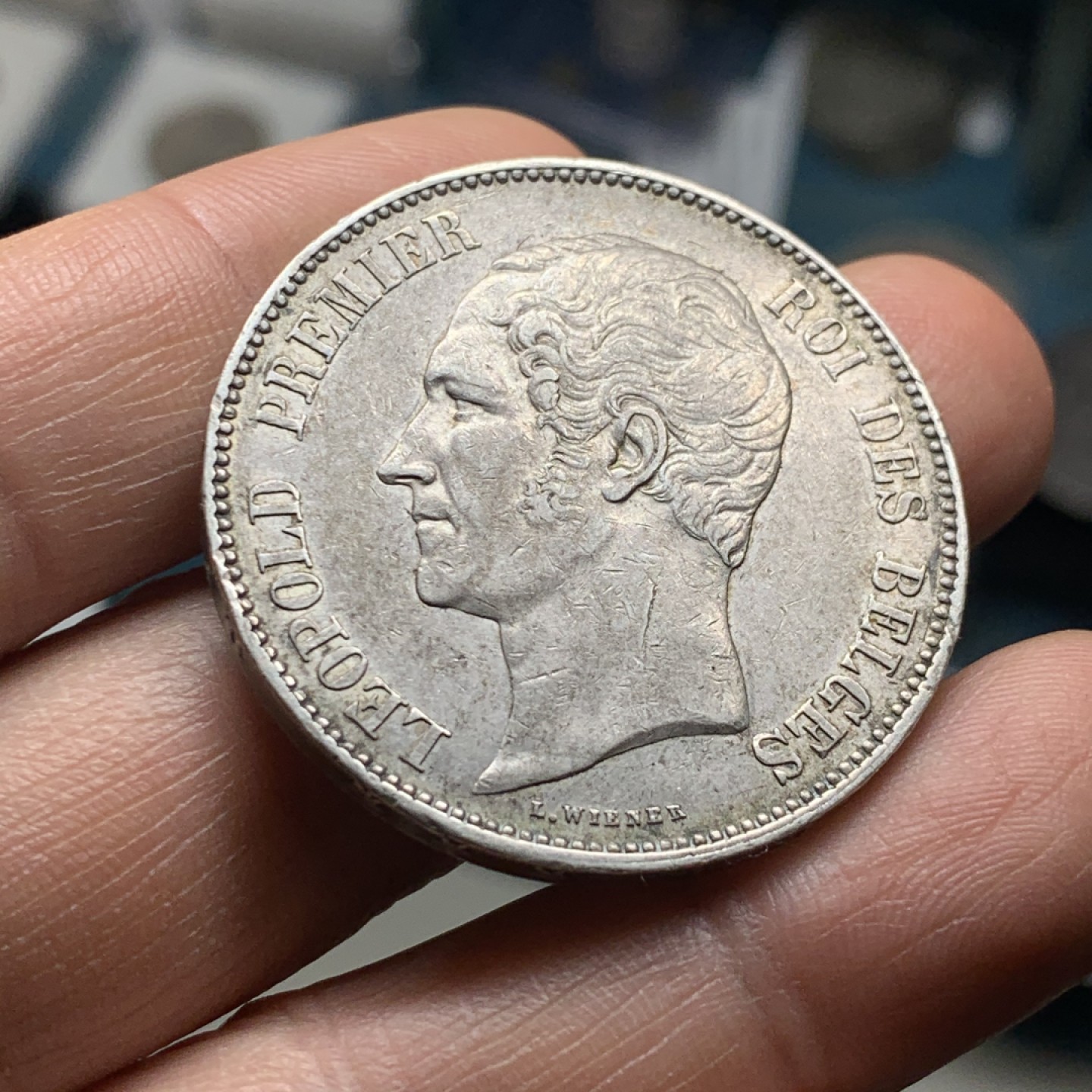 《竞宝斋》微拍-第32场-周日（全场顺丰包邮） 比利时 1849年 利奥波德一世 5法郎 短发版大银币 好品少见