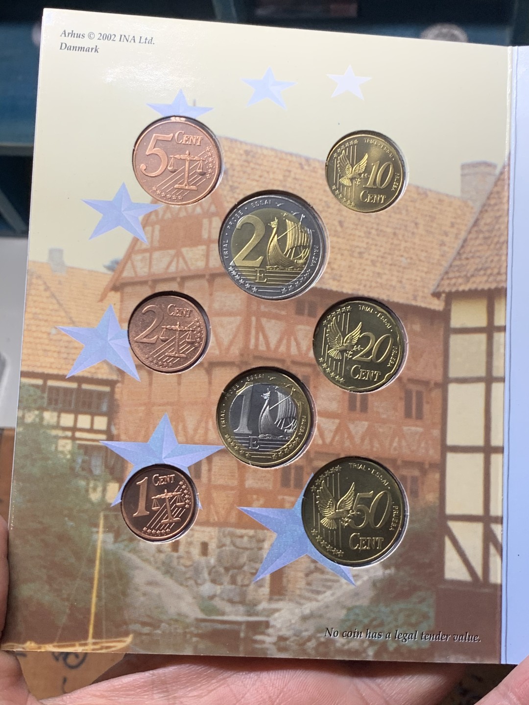 《竞宝斋》微拍-第32场-周日（全场顺丰包邮） 丹麦 2002年 欧元试铸样币 一套8枚 完美状态
