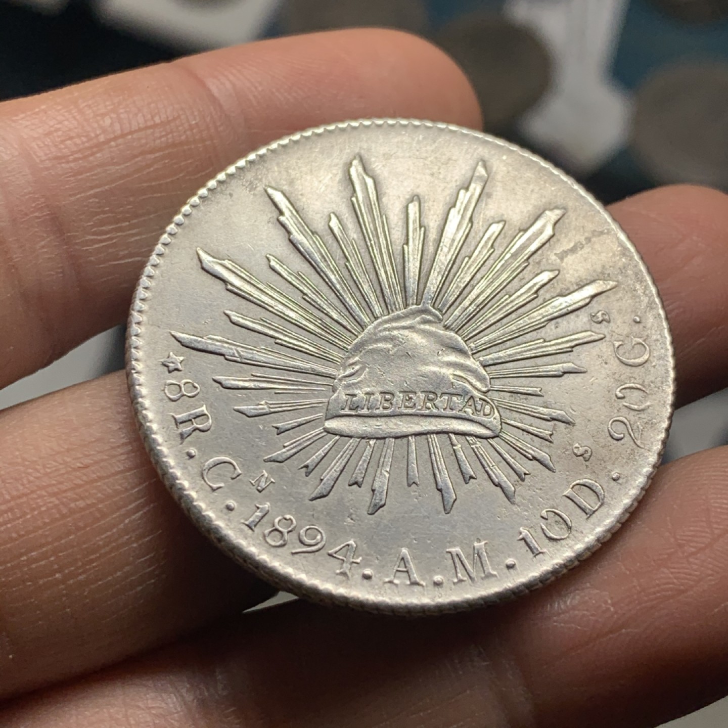 《竞宝斋》微拍-第32场-周日（全场顺丰包邮） 墨西哥 1894年-CN 库利亚坎 8R 花边鹰洋 爆羽好品 较少见厂名 大银币