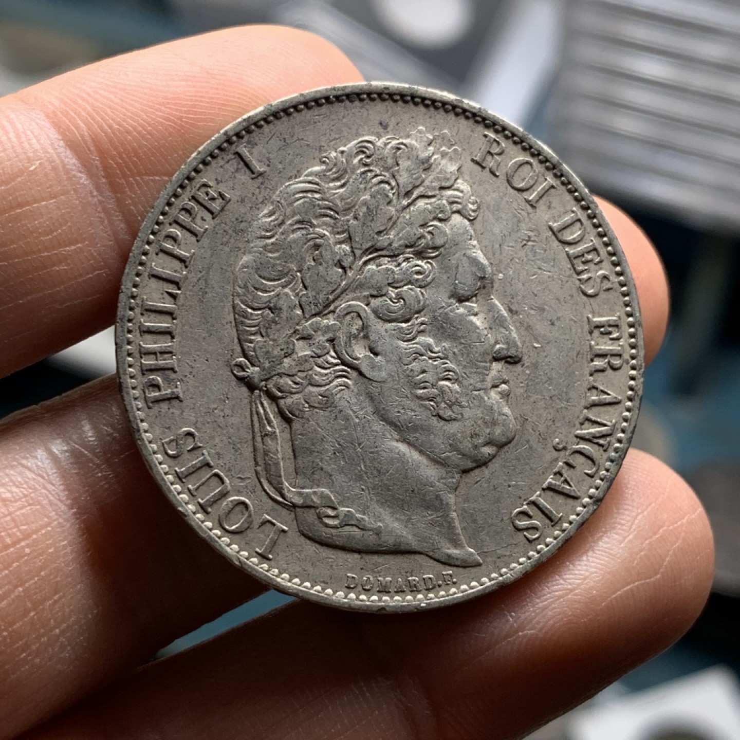 《竞宝斋》微拍-第32场-周日（全场顺丰包邮） 法国 1844年 菲利普一世 5法郎 大银币 原味好品 细节一流 AU级别 很难得