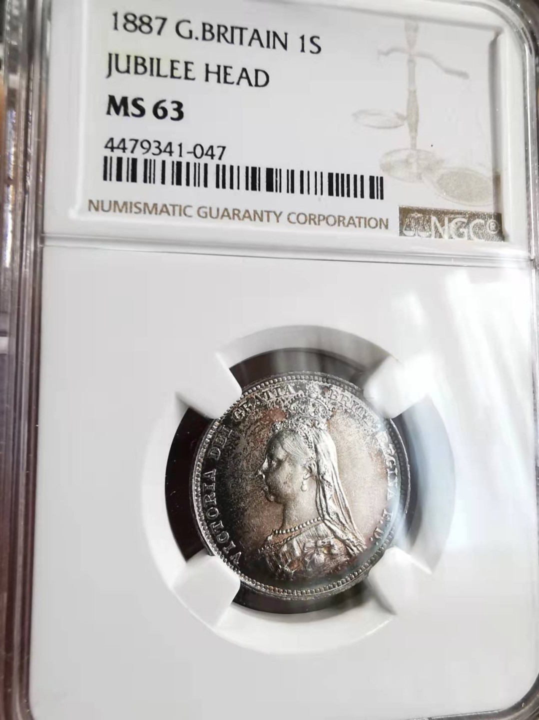 凡希社世界钱币微拍第一百八十九期 1887英国老维高冠先令NGC-MS63五彩！