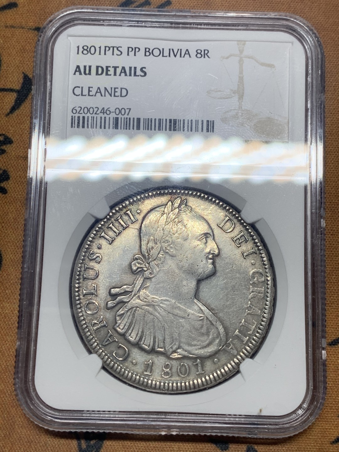 《竞宝斋》微拍-第32场-周日（全场顺丰包邮） NGC-AUD  1801  西属墨西哥 卡洛斯四世    8里亚尔  原味彩光 