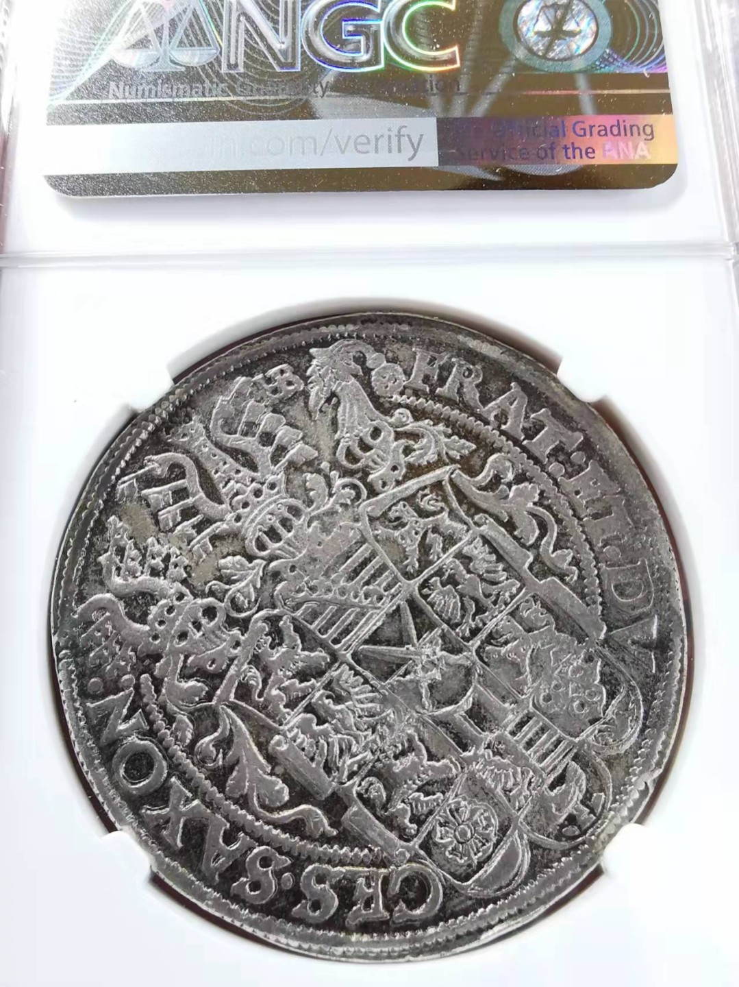 凡希社世界钱币微拍第一百八十九期 荐！1595萨克森三兄弟泰勒大银NGC-XF45实物极佳！