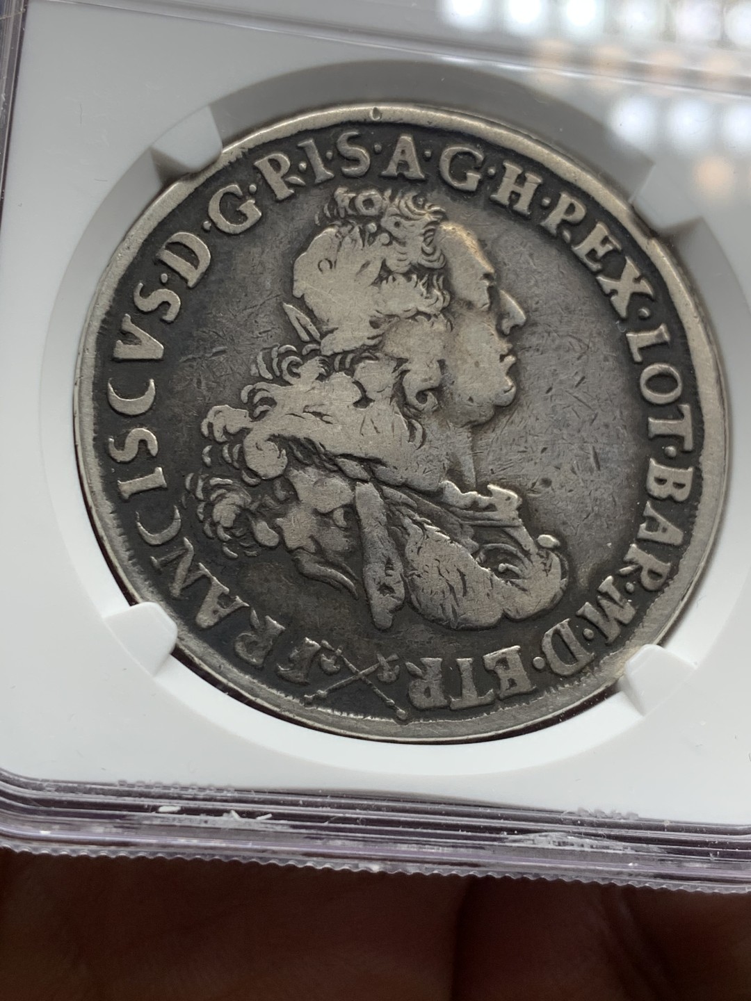 《竞宝斋》微拍-第32场-周日（全场顺丰包邮） 亚军 NGC-F12 意大利托斯卡纳 1765年 佛朗西斯科 10宝利 大银币 非常稀少版别