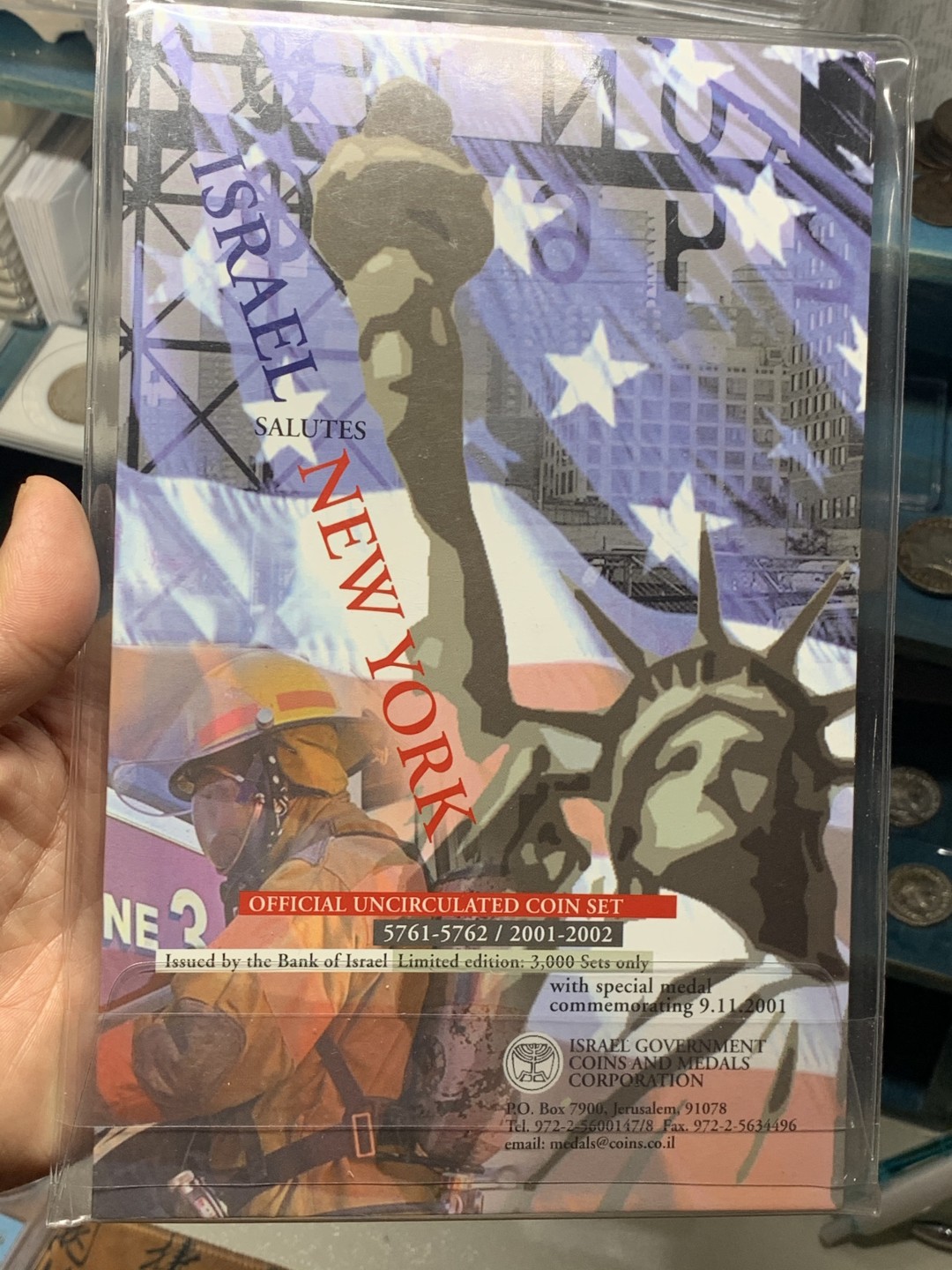 《竞宝斋》微拍-第32场-周日（全场顺丰包邮） 以色列911纪念币9枚双语版，带一枚银章
