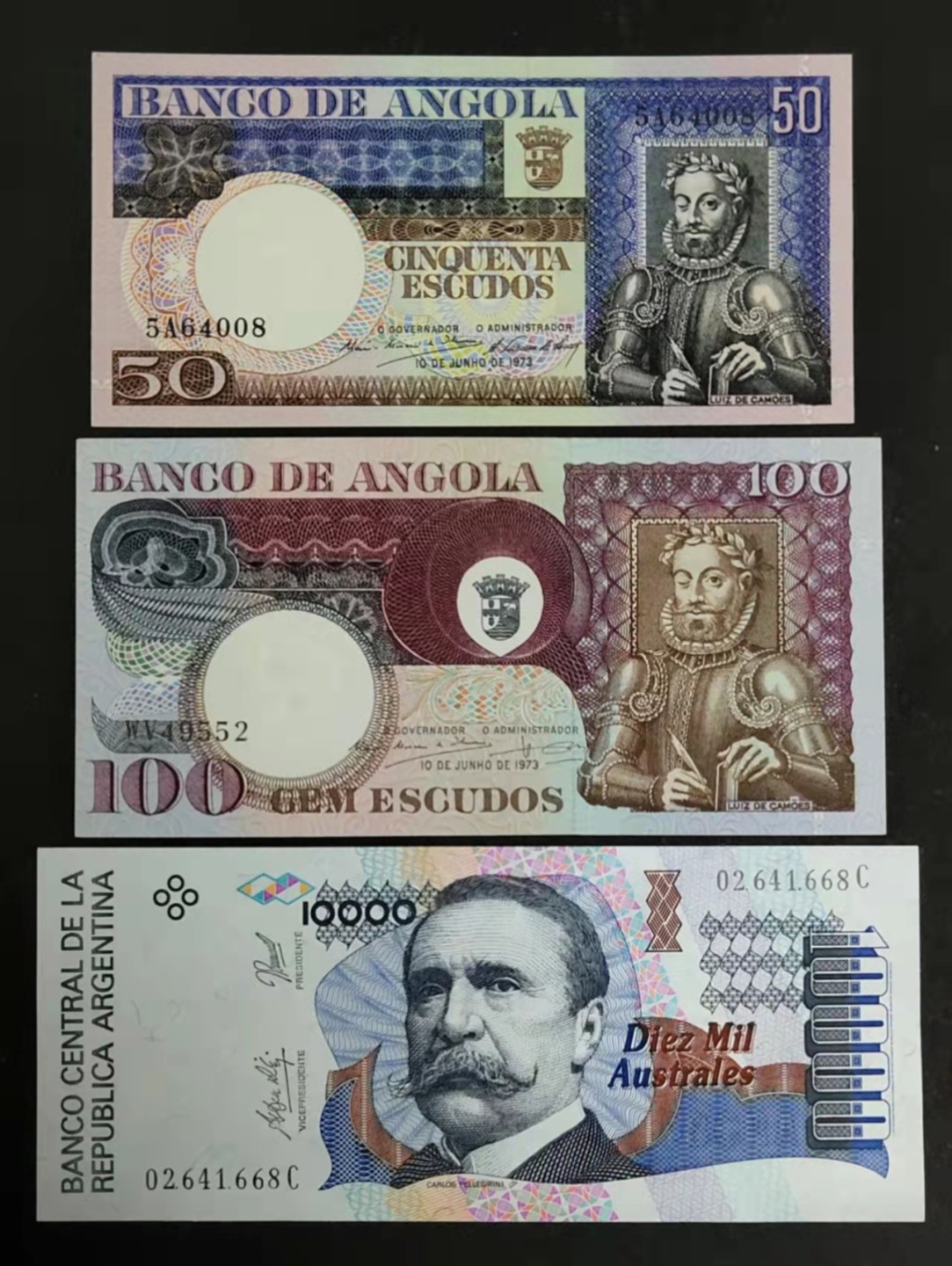 圣域骑士团 | 虎年新春上元节 专场 第二期（2022002期） 全新UNC纸币3张 1973年的安哥拉 50/100埃斯库多 & 1989-91年阿根廷 10000比索