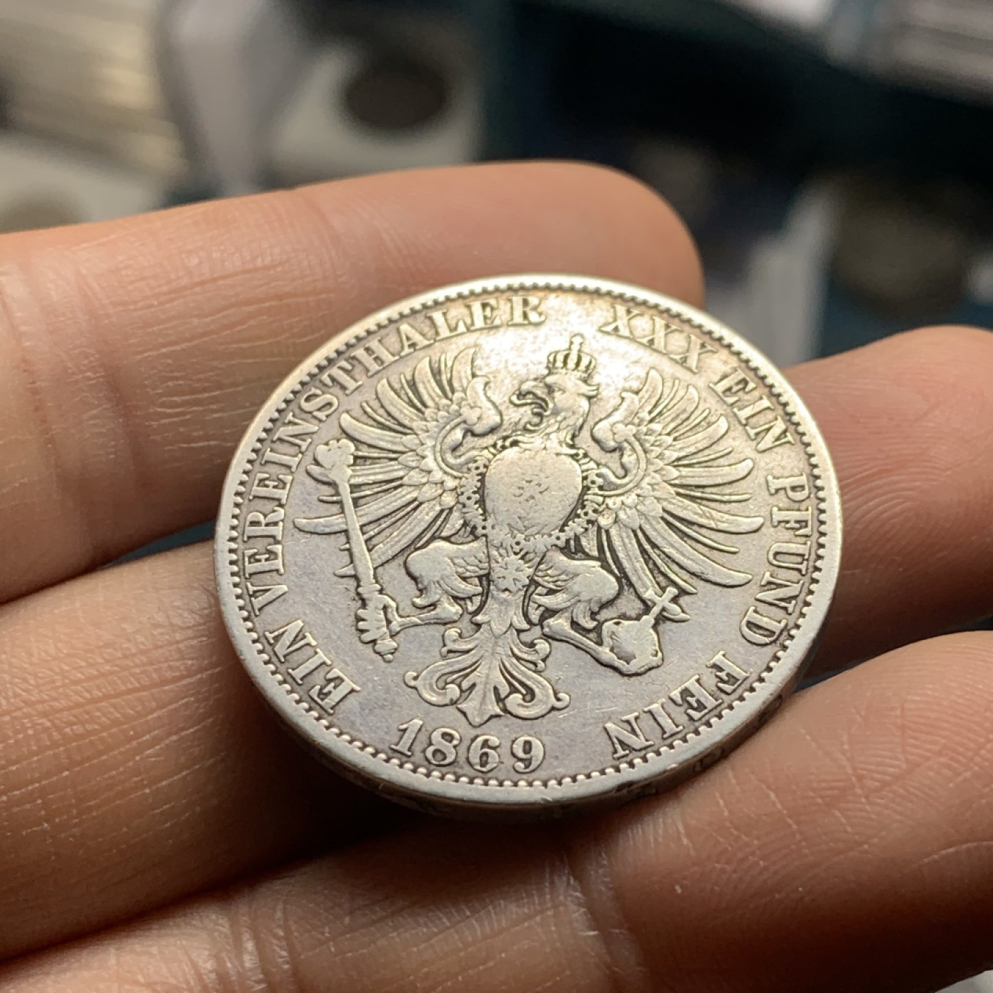《竞宝斋》微拍-第32场-周日（全场顺丰包邮） 裸币 德国 1869年 威廉I 泰勒银币