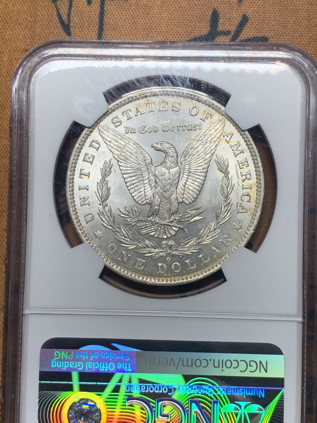 《竞宝斋》微拍-第32场-周日（全场顺丰包邮） NGC-MS62 美国 1884年 1元 摩根银币 双面淡彩包浆