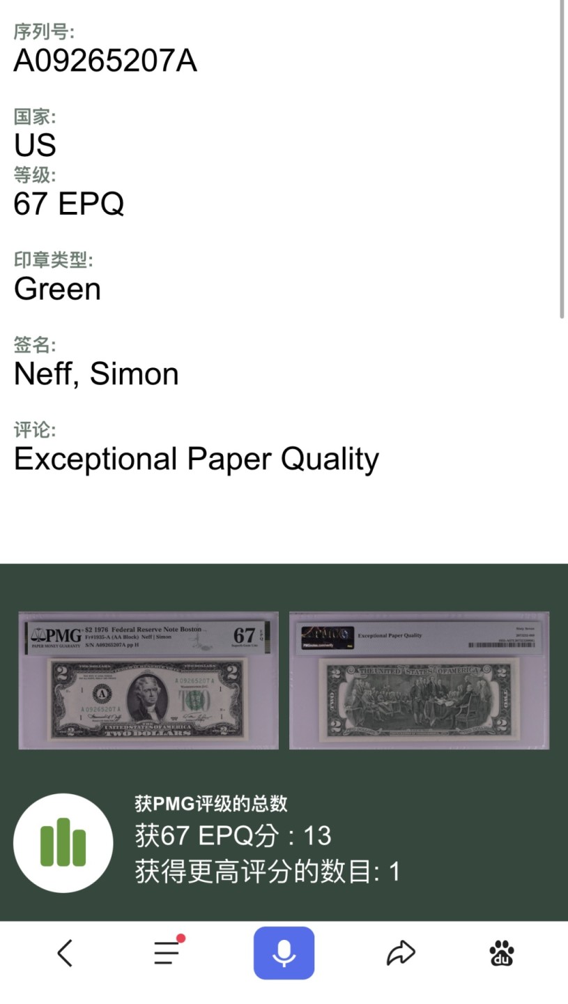 【丑猫0220】今晚7点整，自动“快拍” 1976年AA冠2美元(亚军分)