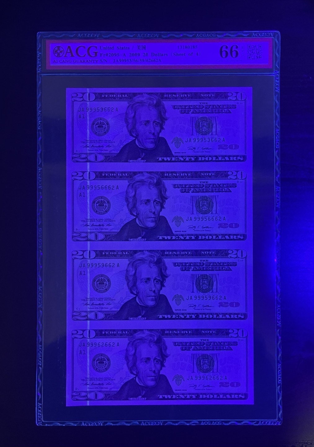 【丑猫0220】今晚7点整，自动“快拍” 80美元连体钞(999豹子头.绝品无47)