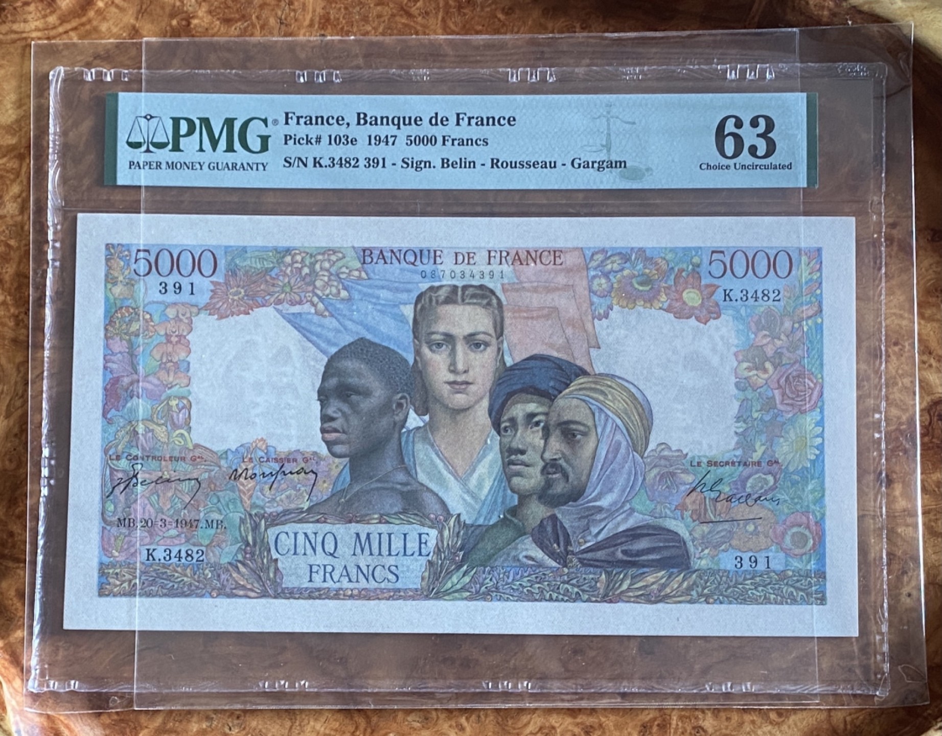 得物拍卖 Chase Auction  第2期 - -世界纸币精粹（二） 1947年法国5000法郎，名誉品大团结！印刷精美，色彩斑斓，堪比油画！