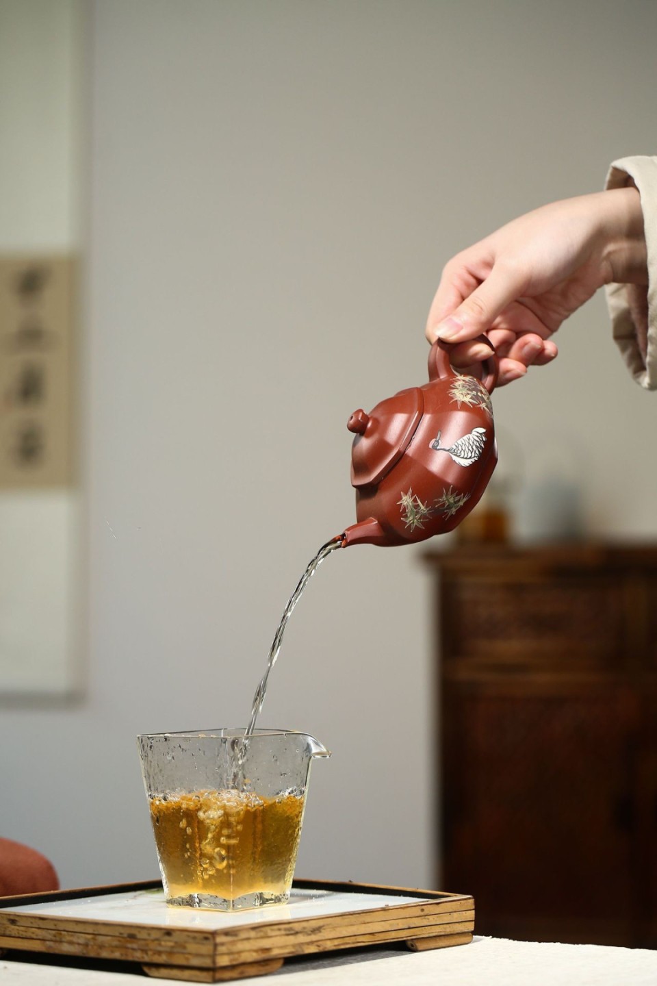 精品宜兴紫砂壶专拍场 仙鹤八方虚扁
