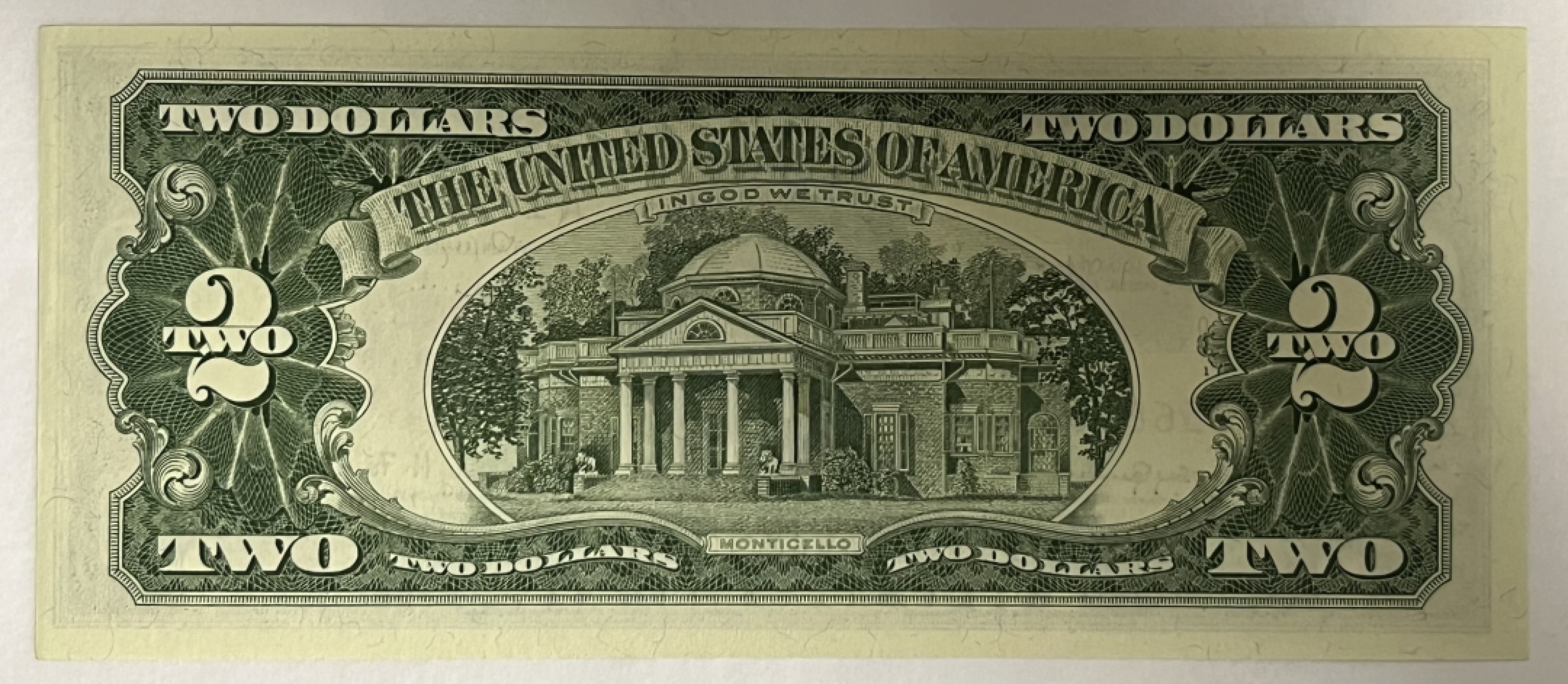 得物拍卖 Chase Auction  第2期 - -世界纸币精粹（二）  1963A 2美元 政府券 UNC （区别于1963正版年份  稀少版），托马斯杰斐逊头像，独立宣言起草人之一，美国开国三杰之一，第三任美国总统！背面杰斐逊故居！