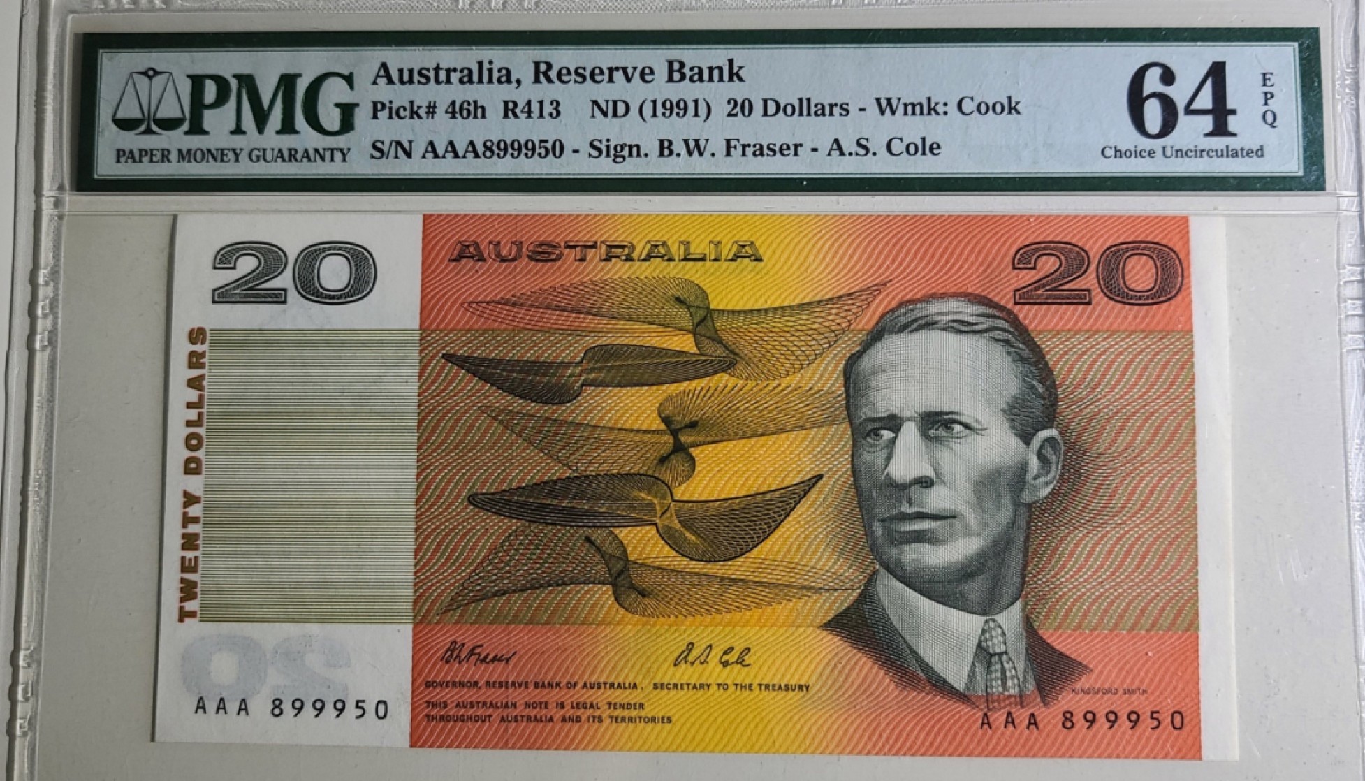 圣域骑士团 | CICE币展&易卜生专场 春天来了 ‼️第三期（2022003） 【AAA首发冠&无4/7号码】1991年 澳大利亚 20元 PMG64e P46h