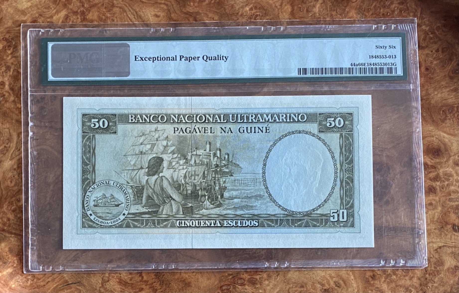 得物拍卖 Chase Auction  第2期 - -世界纸币精粹（二） 1971年葡属几内亚50埃斯库多，PMG66分！
