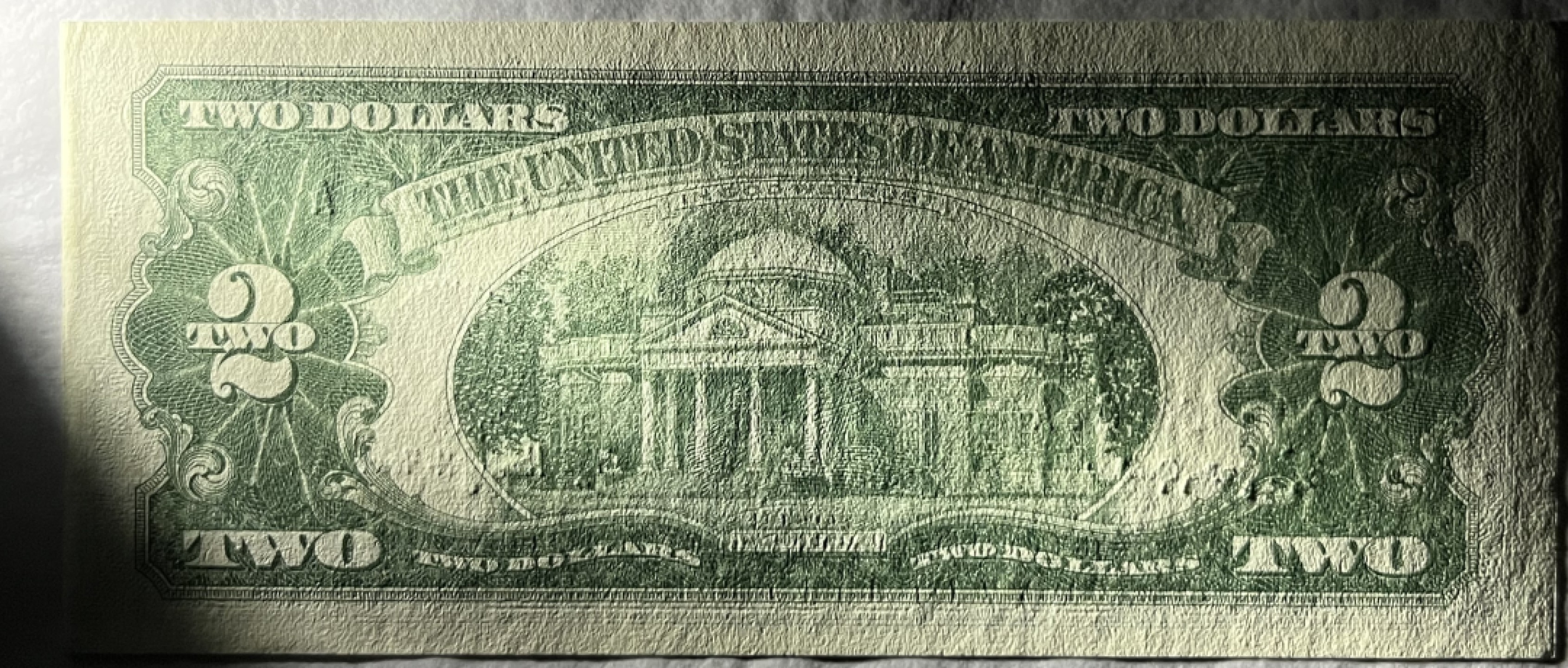 得物拍卖 Chase Auction  第2期 - -世界纸币精粹（二）  1963A 2美元 政府券 UNC （区别于1963正版年份  稀少版），托马斯杰斐逊头像，独立宣言起草人之一，美国开国三杰之一，第三任美国总统！背面杰斐逊故居！