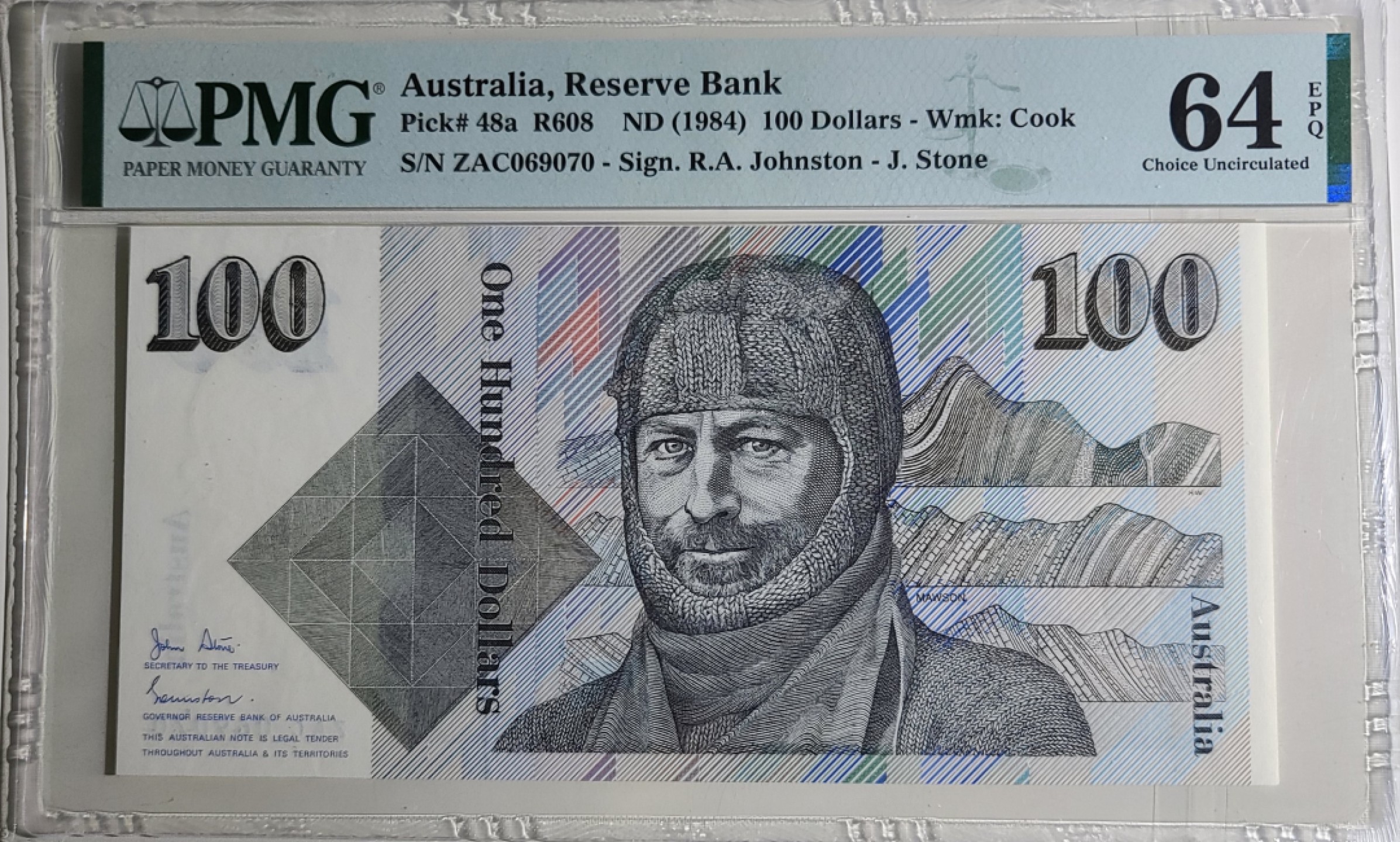 圣域骑士团 | CICE币展&易卜生专场 春天来了 ‼️第三期（2022003） 【绒线帽首发】1984年 澳大利亚 100元 PMG64e P48a 全程号码五1/3/4