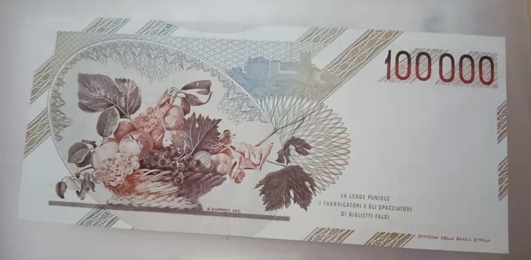 得物拍卖 Chase Auction  第2期 - -世界纸币精粹（二） 意大利100000里拉，AU+品相或自己看图定义，画家卡拉瓦乔！