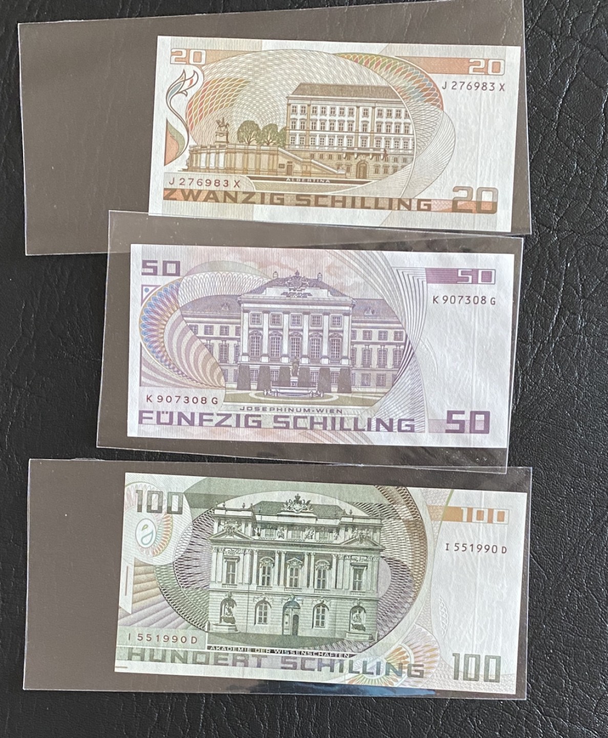 得物拍卖 Chase Auction  第2期 - -世界纸币精粹（二） 奥地利倒二版小全套三张，全新UNC！奥地利水彩画家莫里兹·达芬格，奥地利心理学家西格蒙德·弗洛伊德，奥地利经济学家尤金·庞·巴维克！