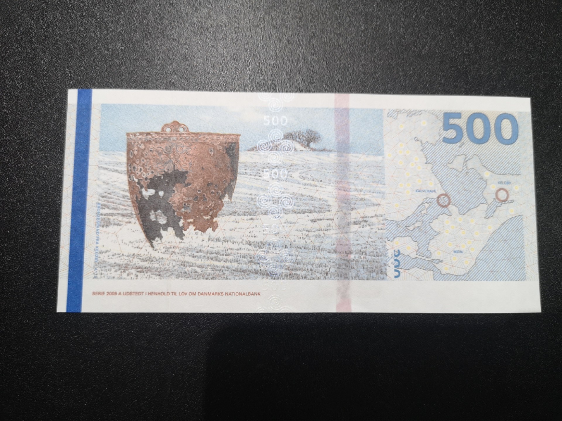 《外钞收藏家》第一百六十六期拍卖（本期89件） 丹麦桥版500克朗 全新UNC 百位号 A1冠