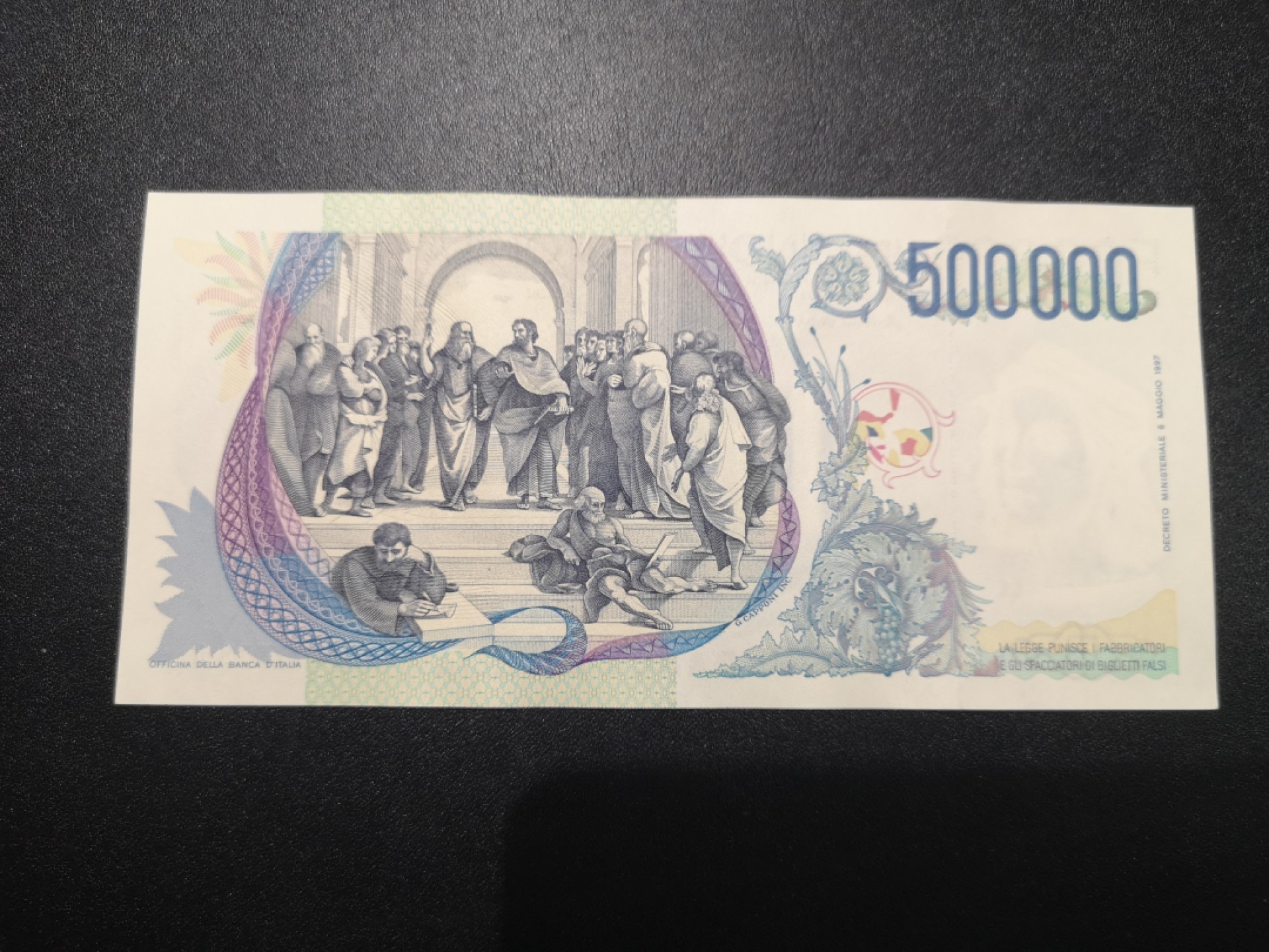 《外钞收藏家》第一百六十六期拍卖（本期89件） 意大利末版50万里拉 全新UNC AA冠