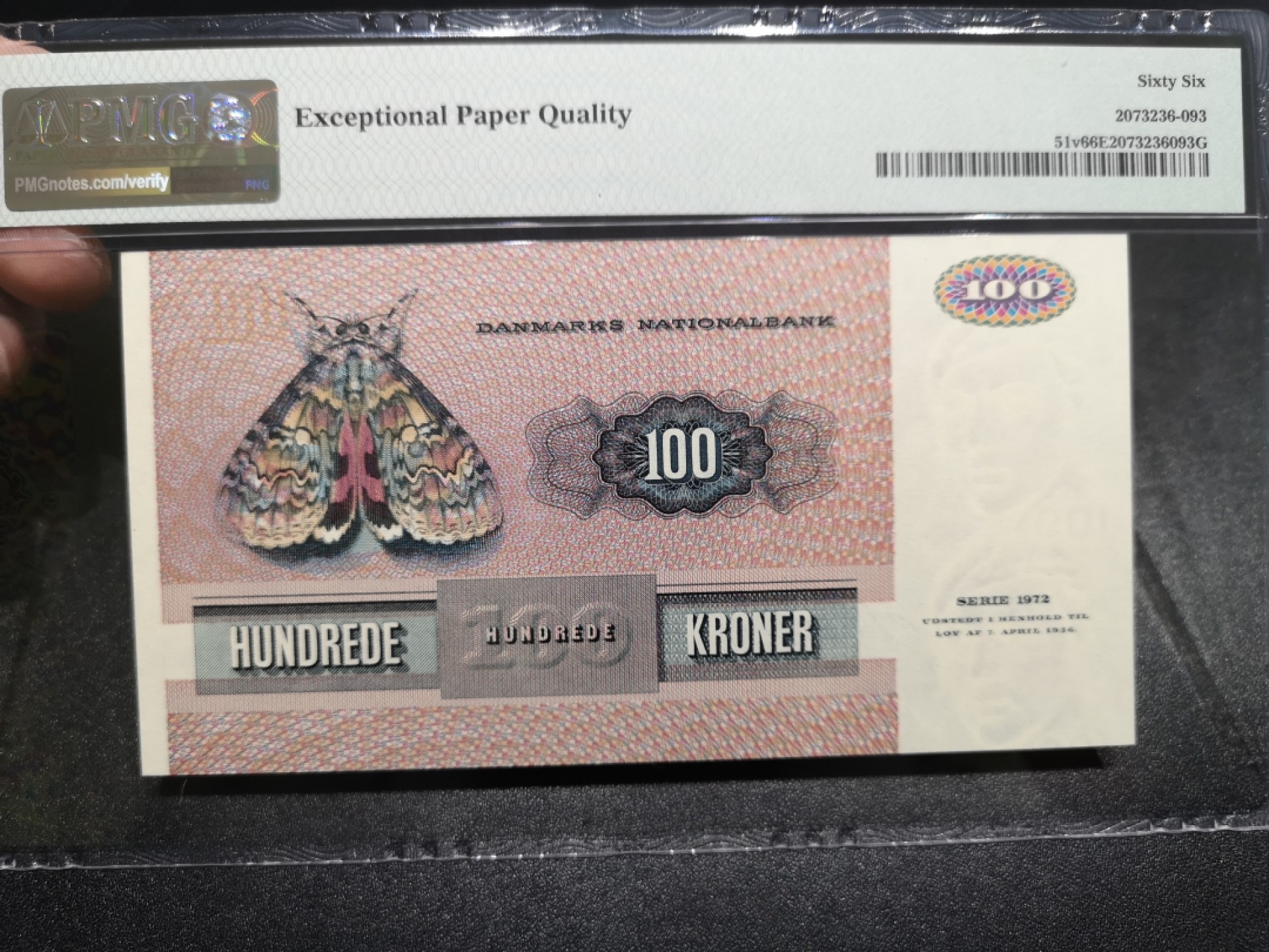 《外钞收藏家》第一百六十六期拍卖（本期89件） 1991年丹麦动物版100克朗 PMG66 无47