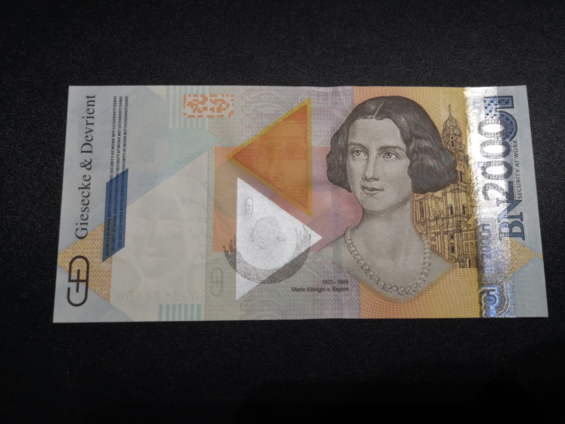 《外钞收藏家》第一百六十六期拍卖（本期89件） 德国捷德公司2000纪念券 玛丽公主 纪念钞 全新UNC