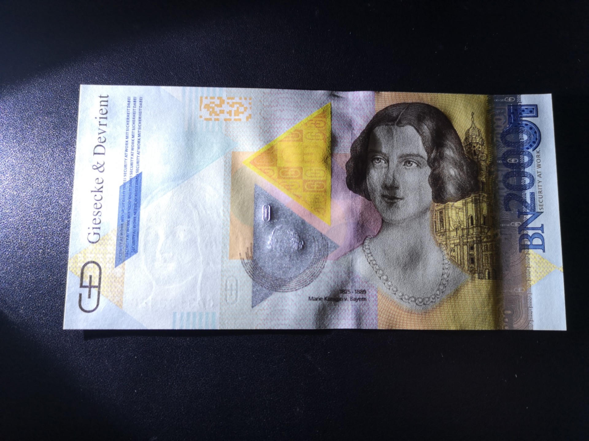 《外钞收藏家》第一百六十六期拍卖（本期89件） 德国捷德公司2000纪念券 玛丽公主 纪念钞 全新UNC