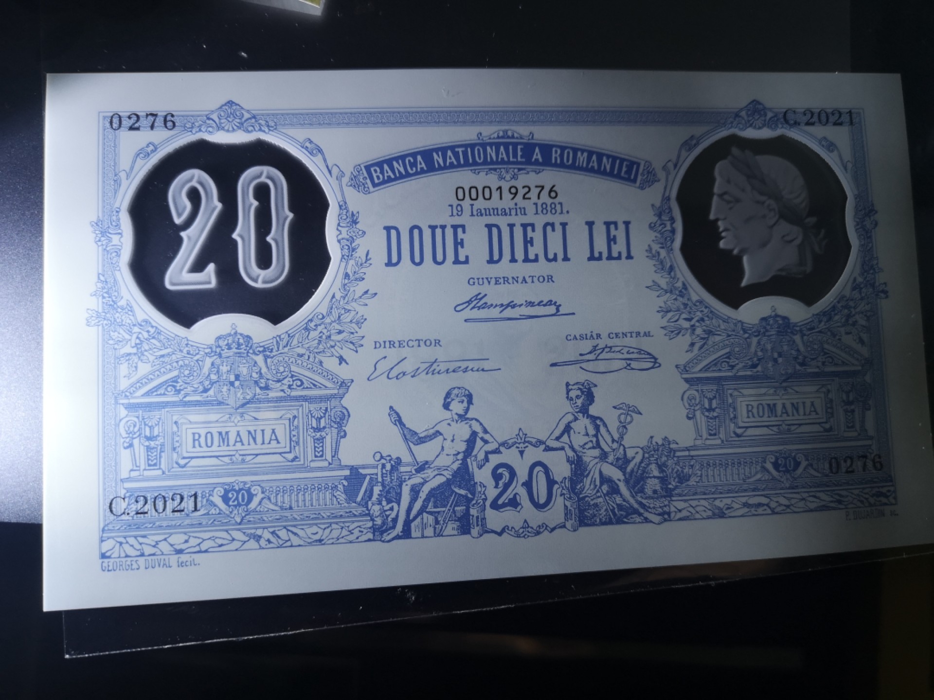 《外钞收藏家》第一百六十六期拍卖（本期89件） 罗马尼亚2021年20 塑料钞 复刻版纪念钞 全新UNC