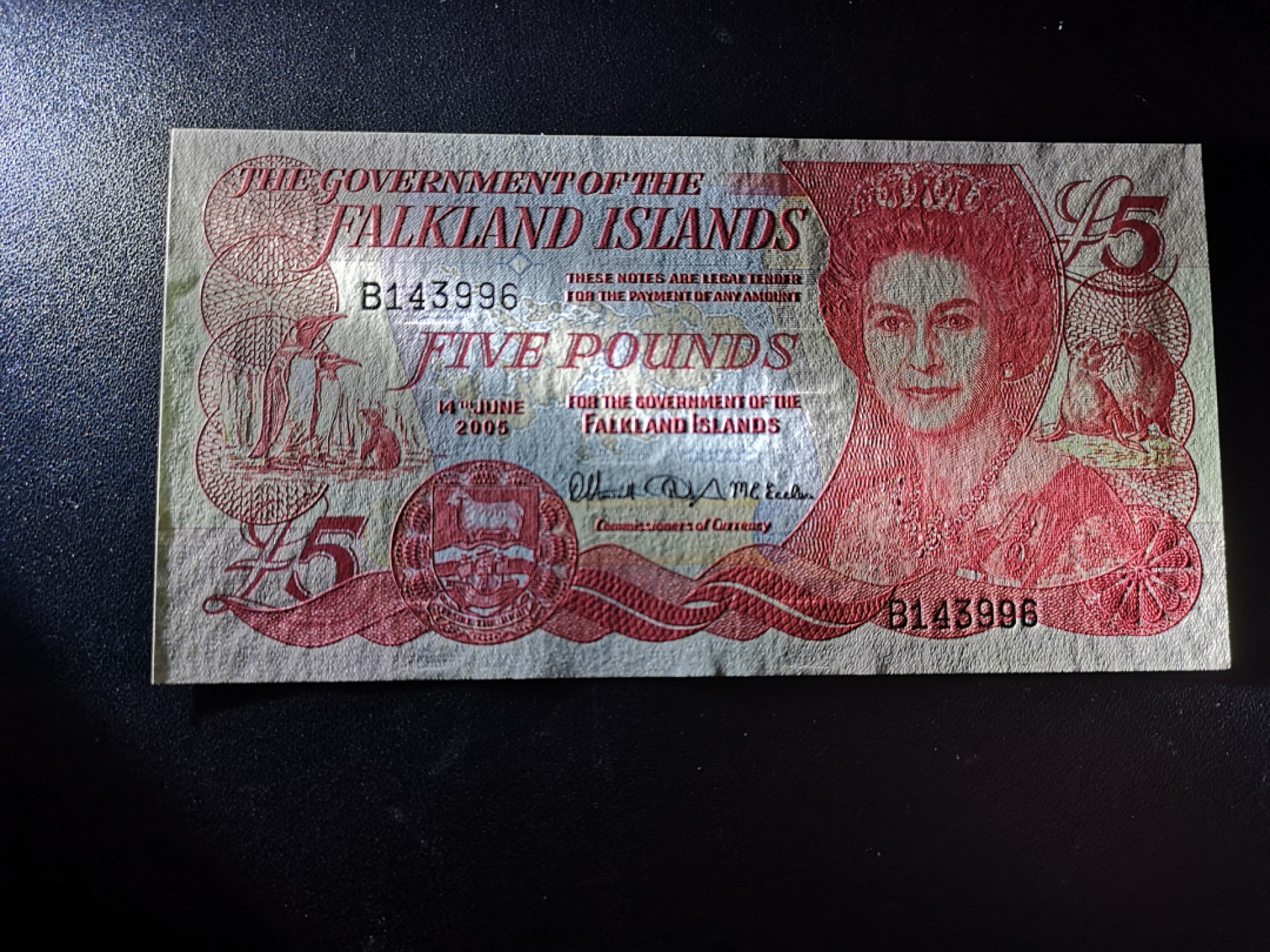 《外钞收藏家》第一百六十六期拍卖（本期89件） 2005年福克兰群岛5镑 全新UNC