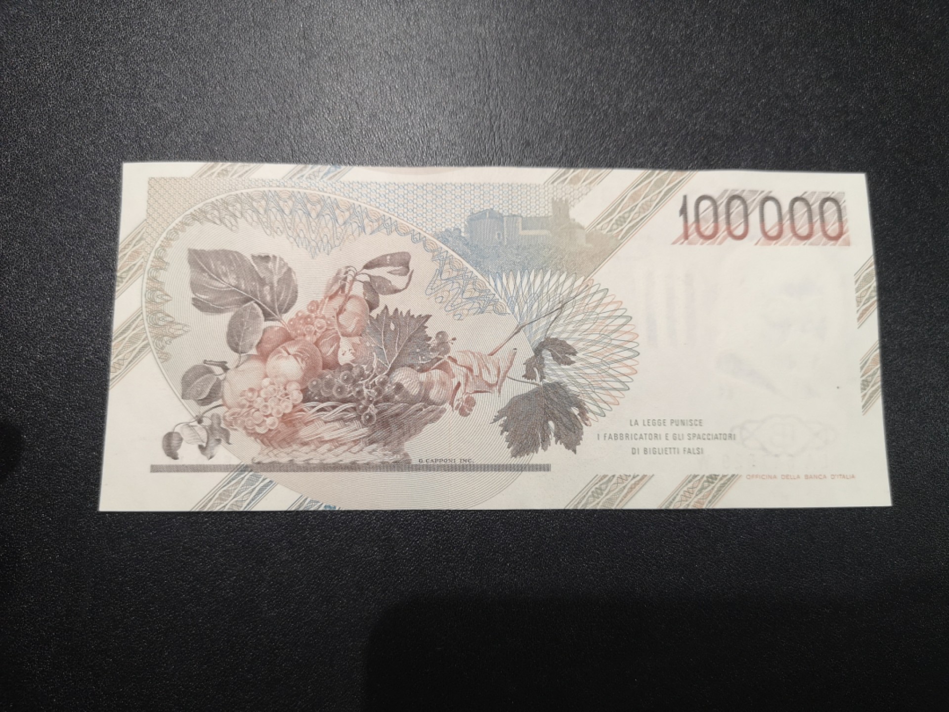 《外钞收藏家》第一百六十六期拍卖（本期89件） 意大利末版10万里拉 全新UNC