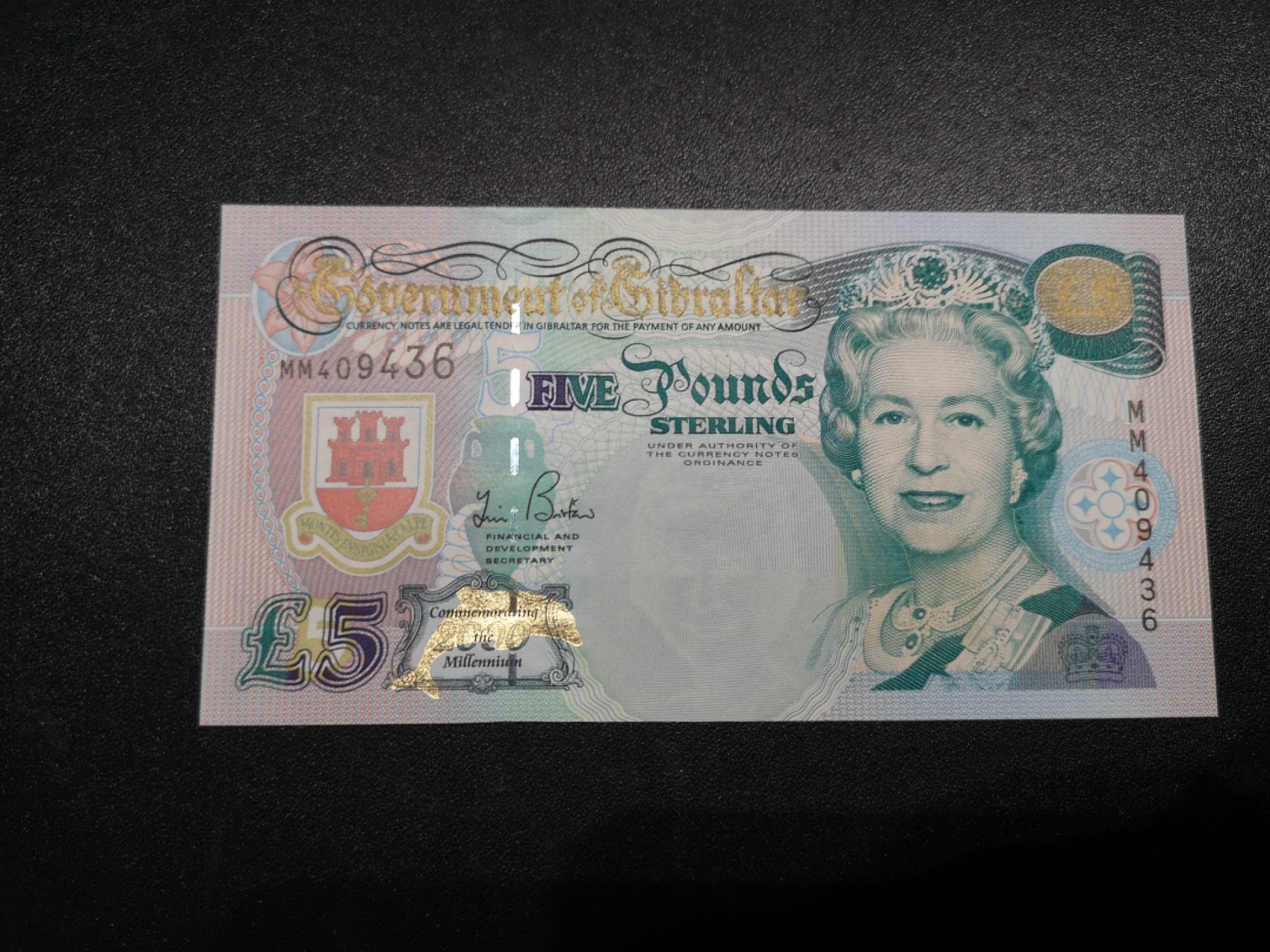 《外钞收藏家》第一百六十六期拍卖（本期89件） 2002年直布罗陀5镑 全新UNC 纪念钞