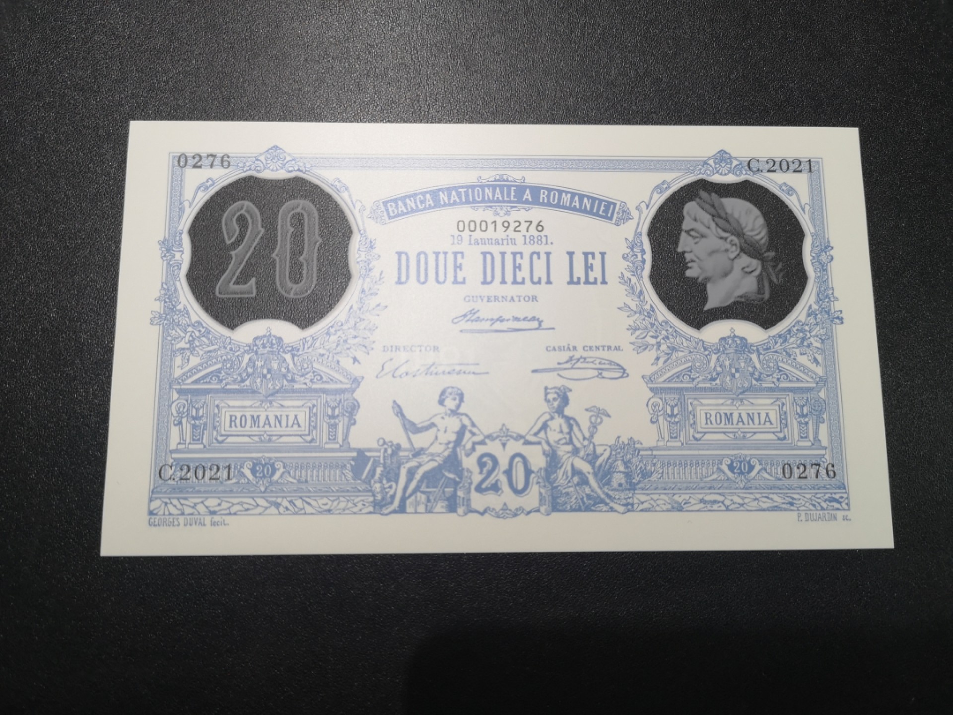 《外钞收藏家》第一百六十六期拍卖（本期89件） 罗马尼亚2021年20 塑料钞 复刻版纪念钞 全新UNC