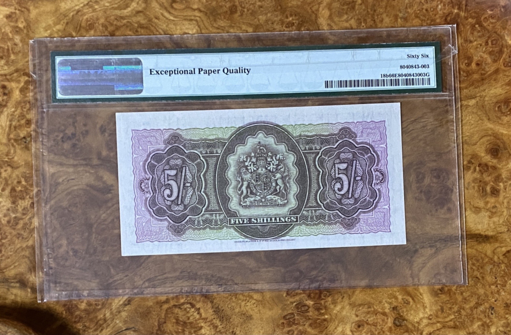 得物拍卖 Chase Auction  第2期 - -世界纸币精粹（二） 1957年百慕大5先令，PMG66分，大冠女王！