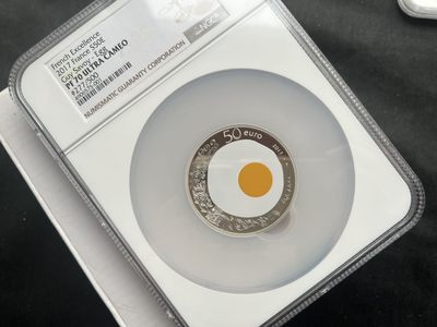 【币观天下】第177场钱币拍卖 - 【法国】克劳斯获奖币 煎蛋银币 5oz ngc70