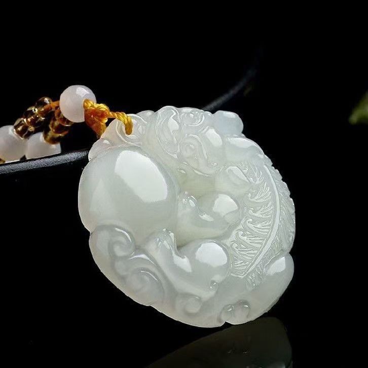 保真天然白玉一夜暴富招财貔貅男女玉石坠