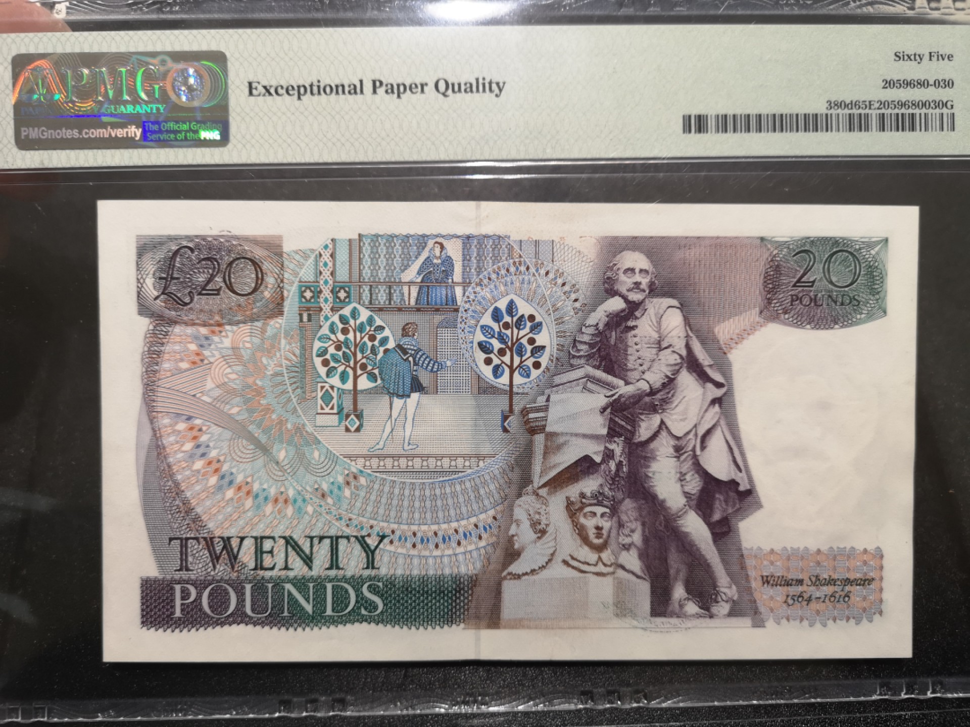 《外钞收藏家》第一百六十七期拍卖 1984-88年英国D序列20镑 PMG65 无47