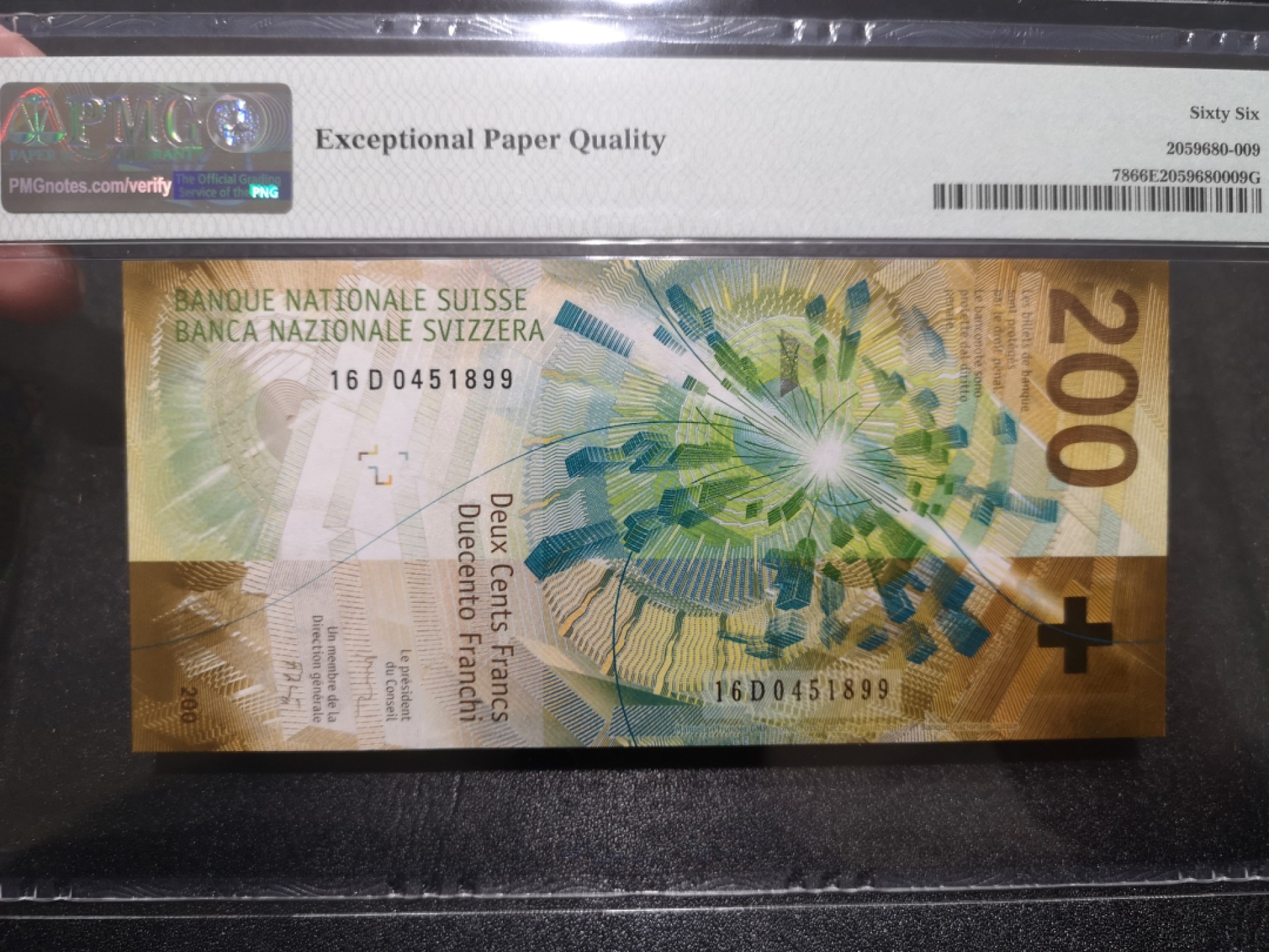 《外钞收藏家》第一百六十七期拍卖 2016年瑞士手版200法郎 PMG6
