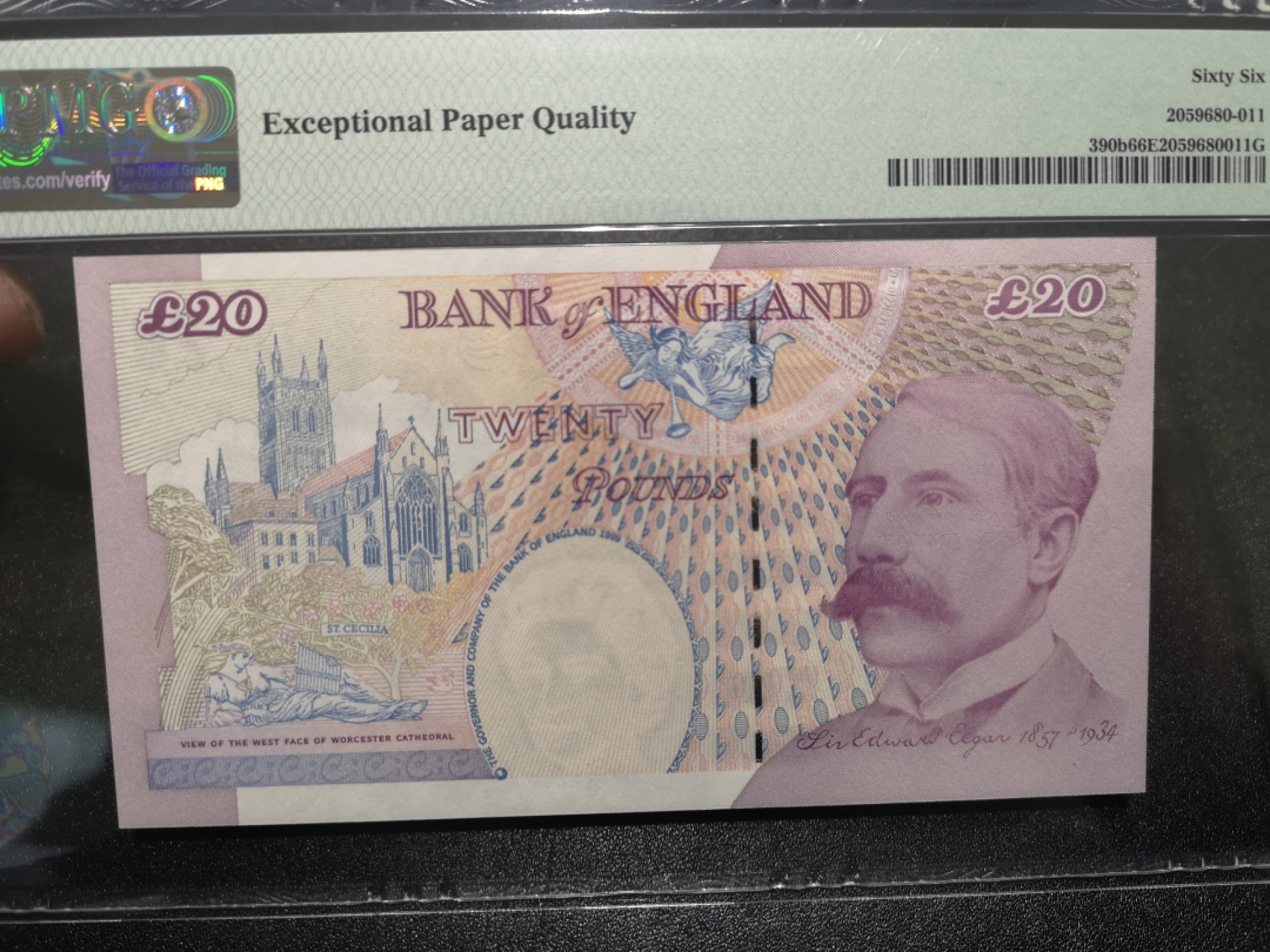 《外钞收藏家》第一百六十七期拍卖 1999年英国E序列20镑 PMG66