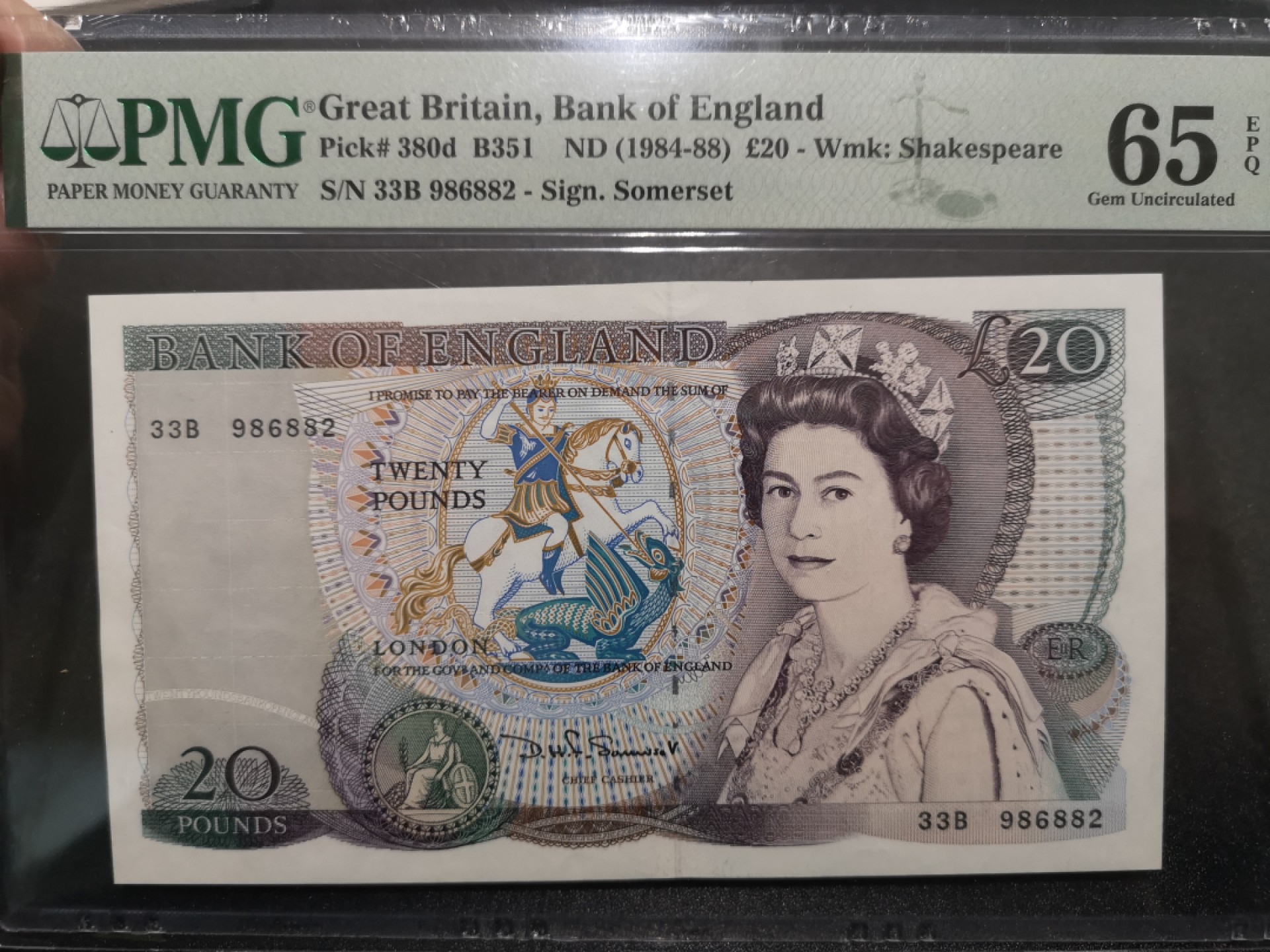 《外钞收藏家》第一百六十七期拍卖 1984-88年英国D序列20镑 PMG65 无47