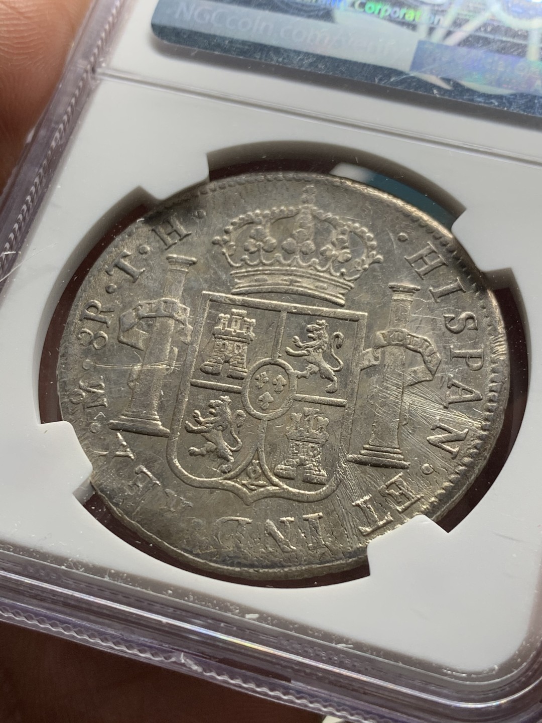 《竞宝斋》第34，35场-本周日，周一2场连拍（全场顺丰包邮） NGC-AUD 墨西哥  卡洛斯四世 1804  8 里亚尔  原味  十分难得 性价比最高